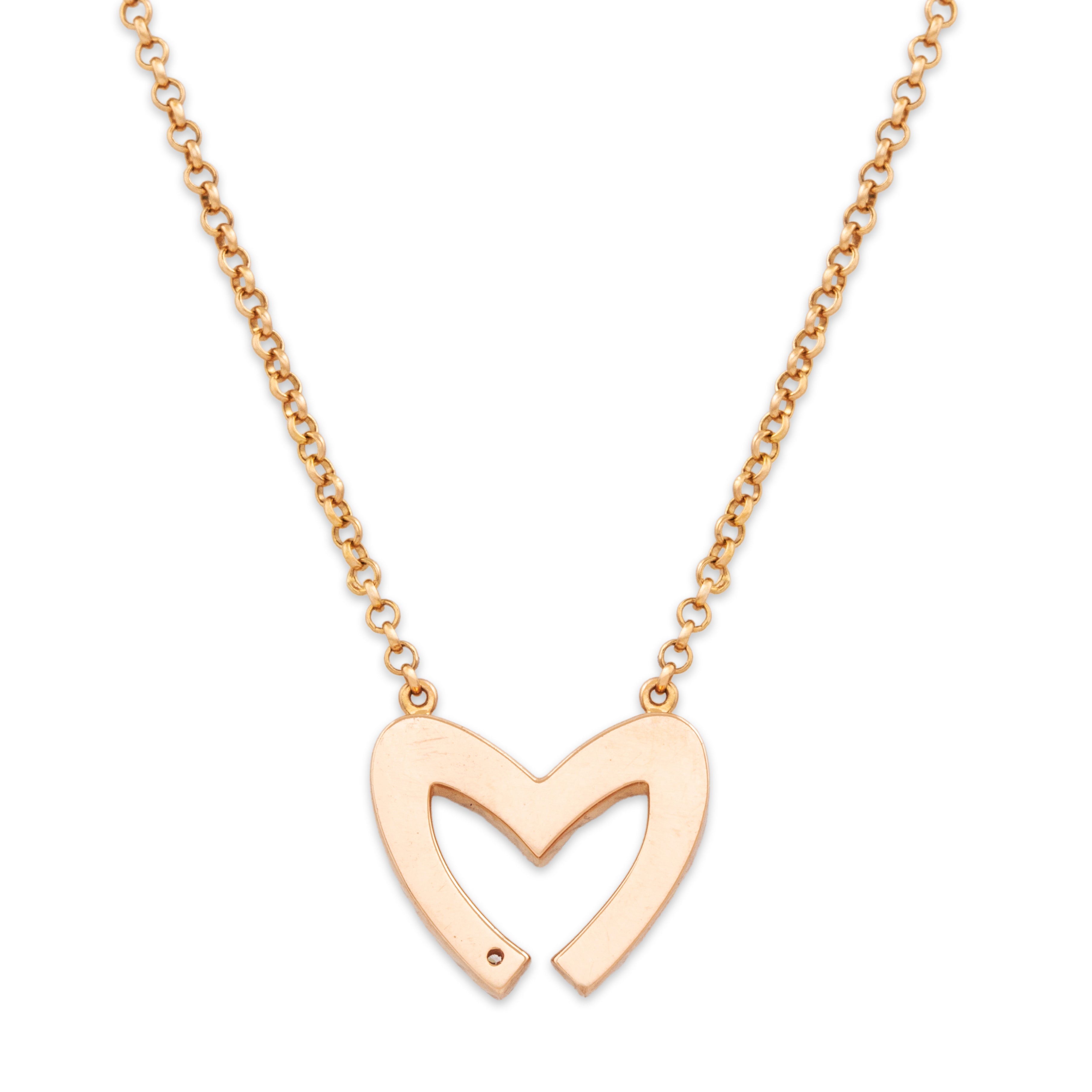 Estate Mouawad 18k Rose Gold Diamond Love M Heart Pendant Necklace - Back view