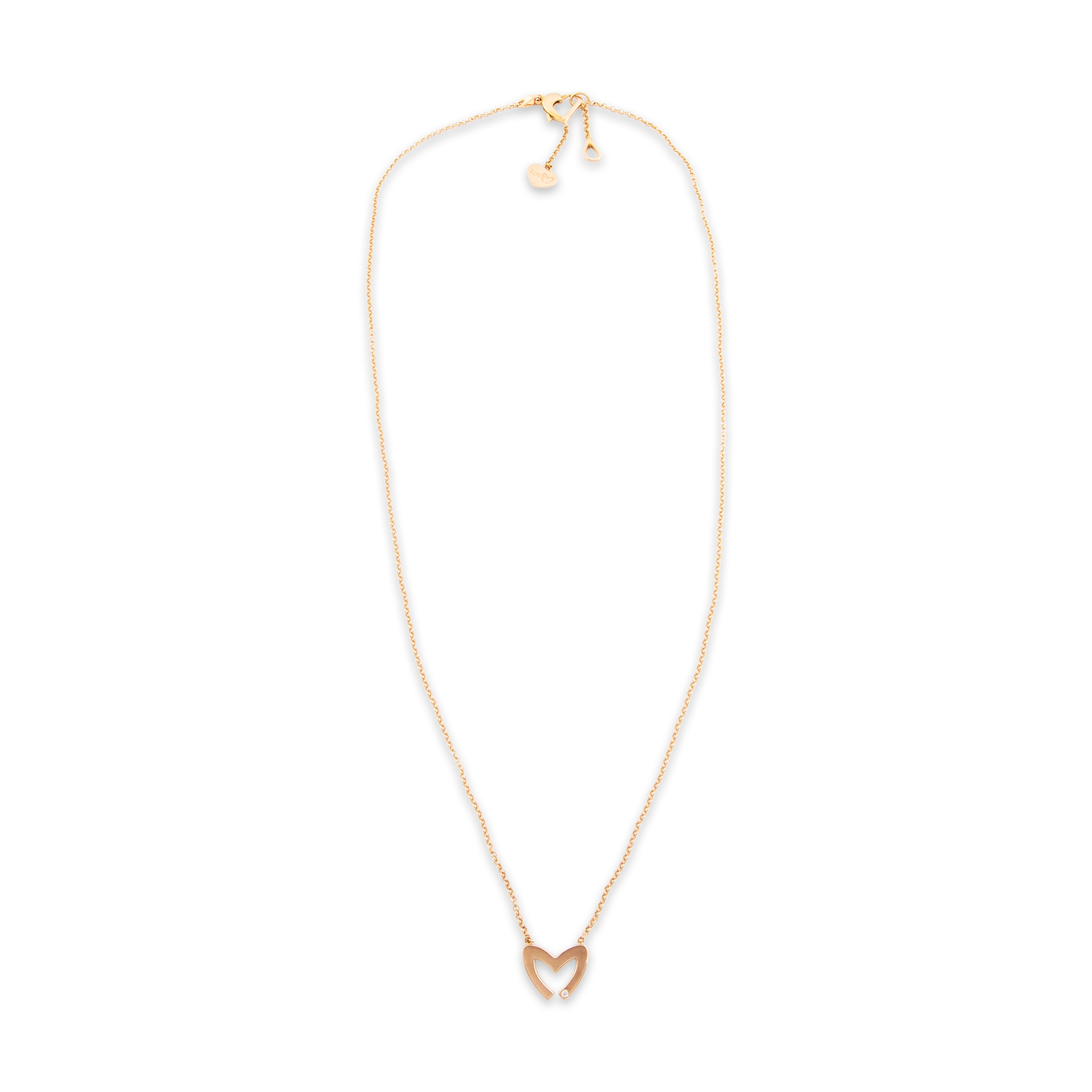 Estate Mouawad 18k Rose Gold Diamond Love M Heart Pendant Necklace - Overall view