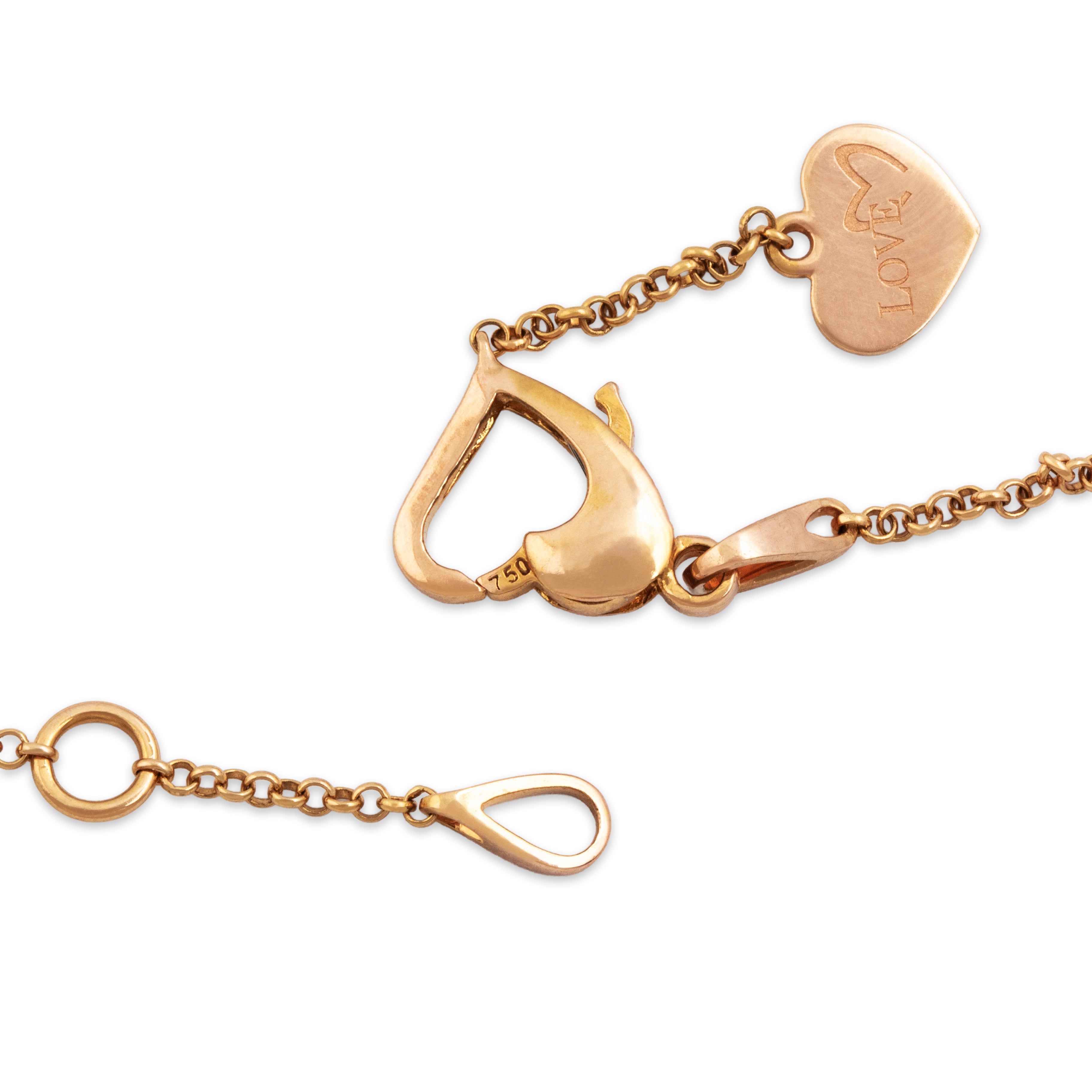 Estate Mouawad 18k Rose Gold Diamond Love M Heart Pendant Necklace 17.5