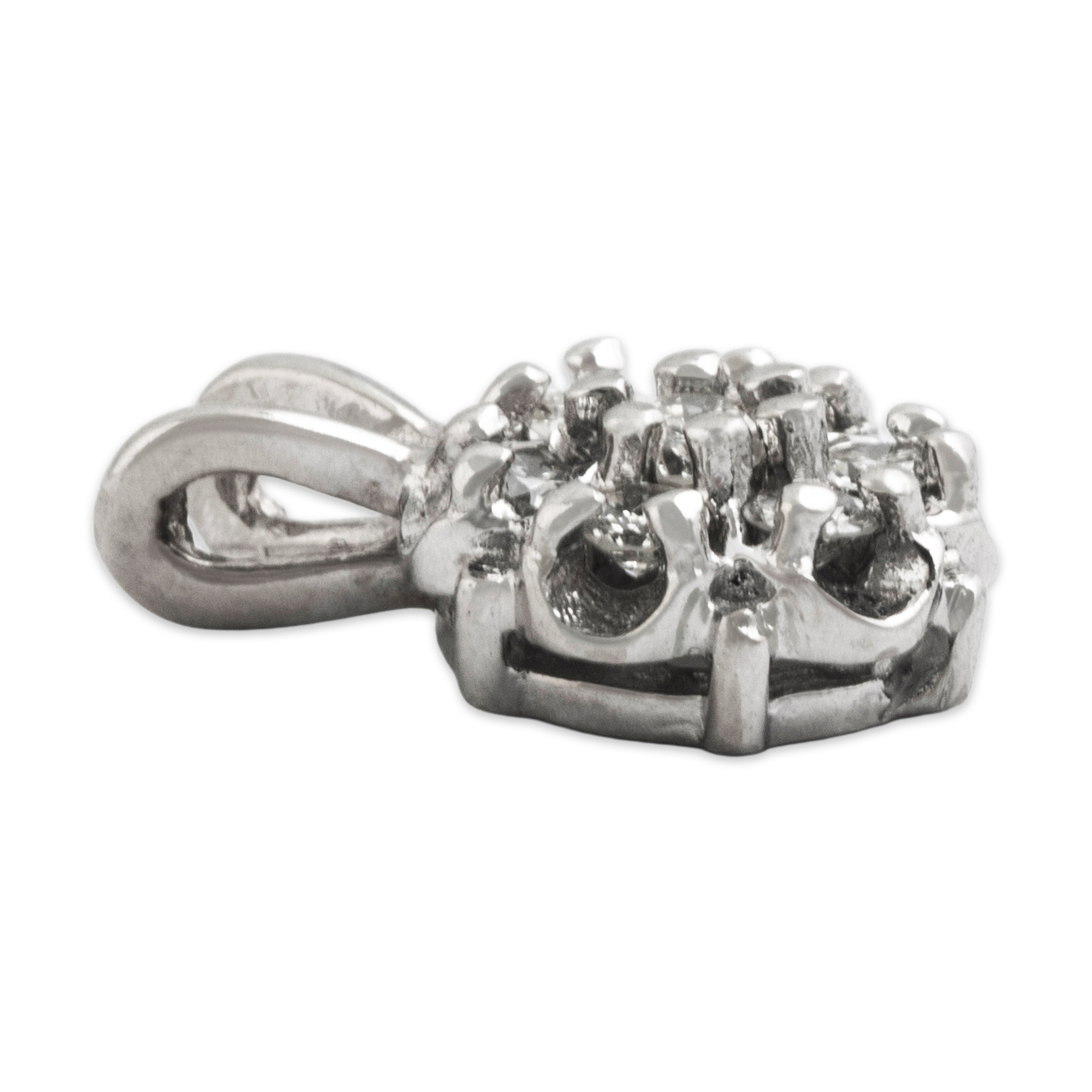 Vintage 14k White Gold Diamond Floral Burst Pendant  - Side view
