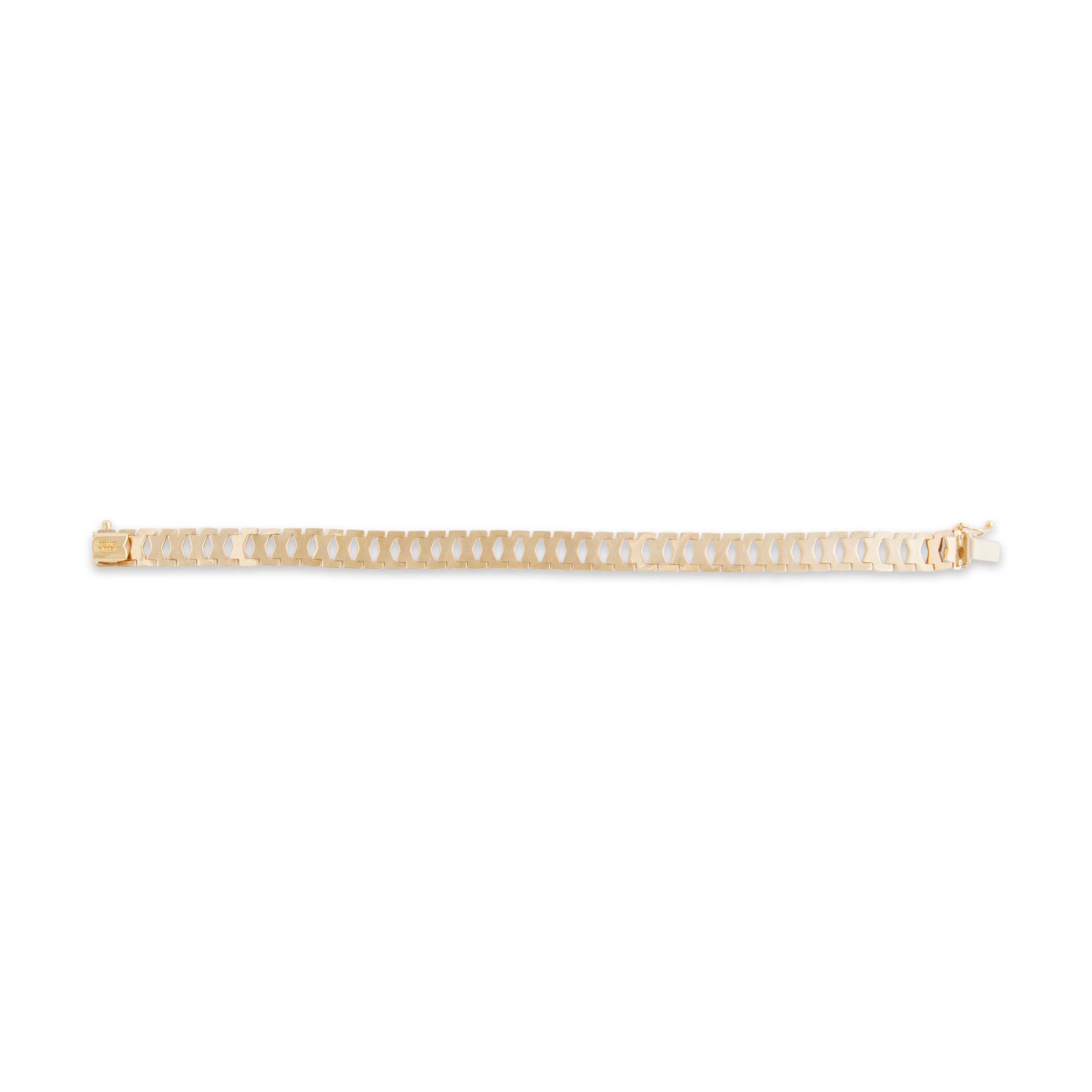 Vintage Lightweight 10k Yellow Gold Brushed Crossover X Link Bracelet - Back view