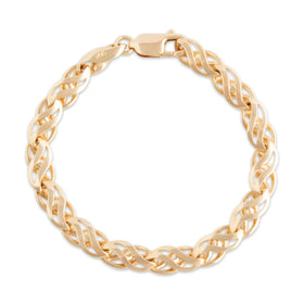 Vintage Heavy 14k Yellow Gold Sophisticated Dimensional Swirl Bracelet 6.75"