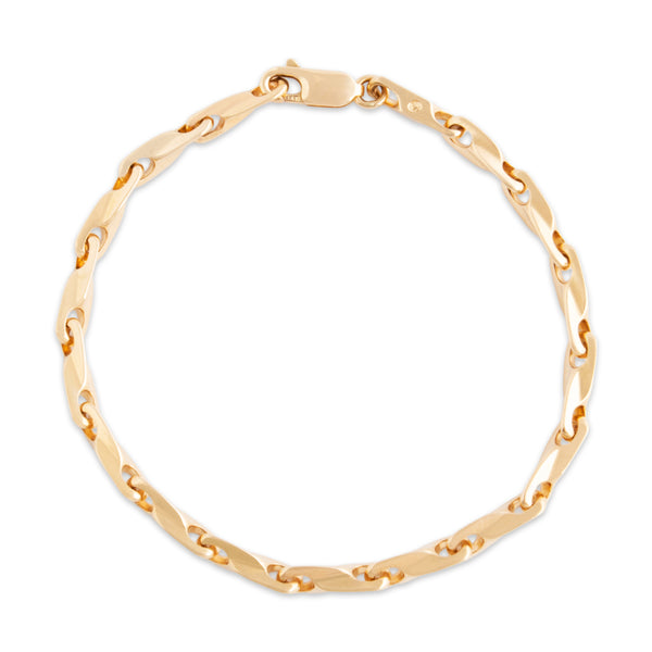 Vintage 14k Yellow Gold Sleek Architectural Chain Link Bracelet 7