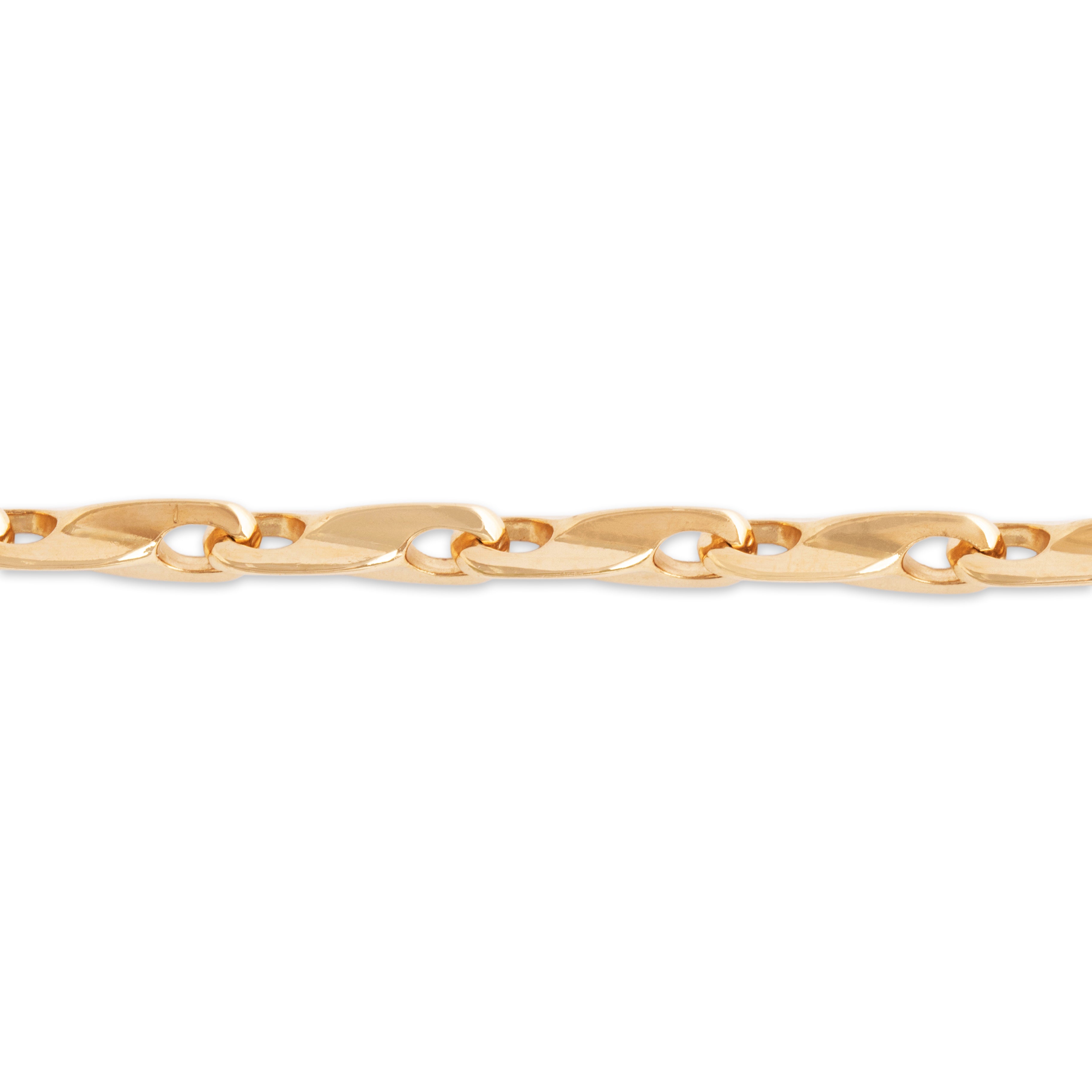 Vintage 14k Yellow Gold Sleek Architectural Chain Link Bracelet - Close-up view