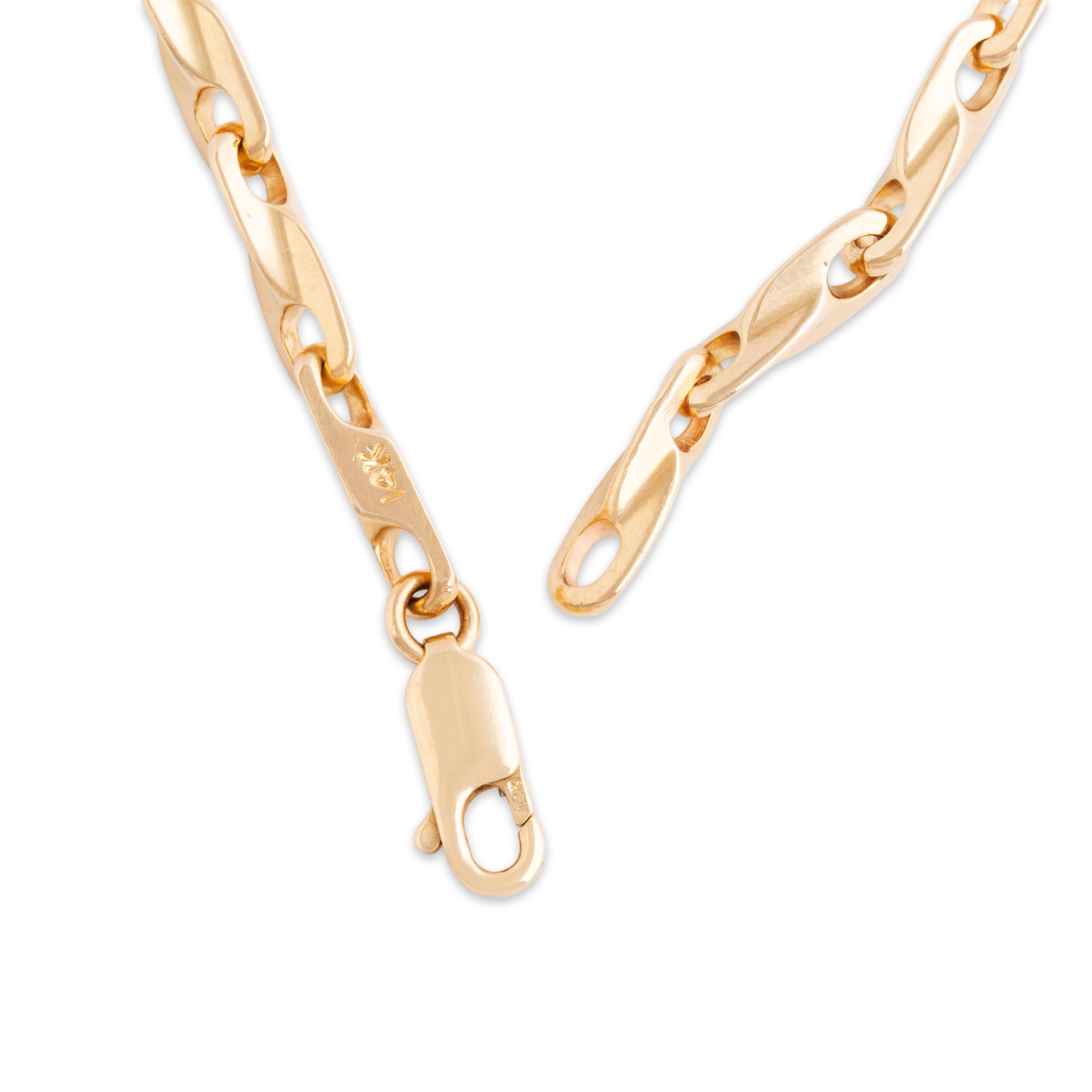 Vintage 14k Yellow Gold Sleek Architectural Chain Link Bracelet - clasp view