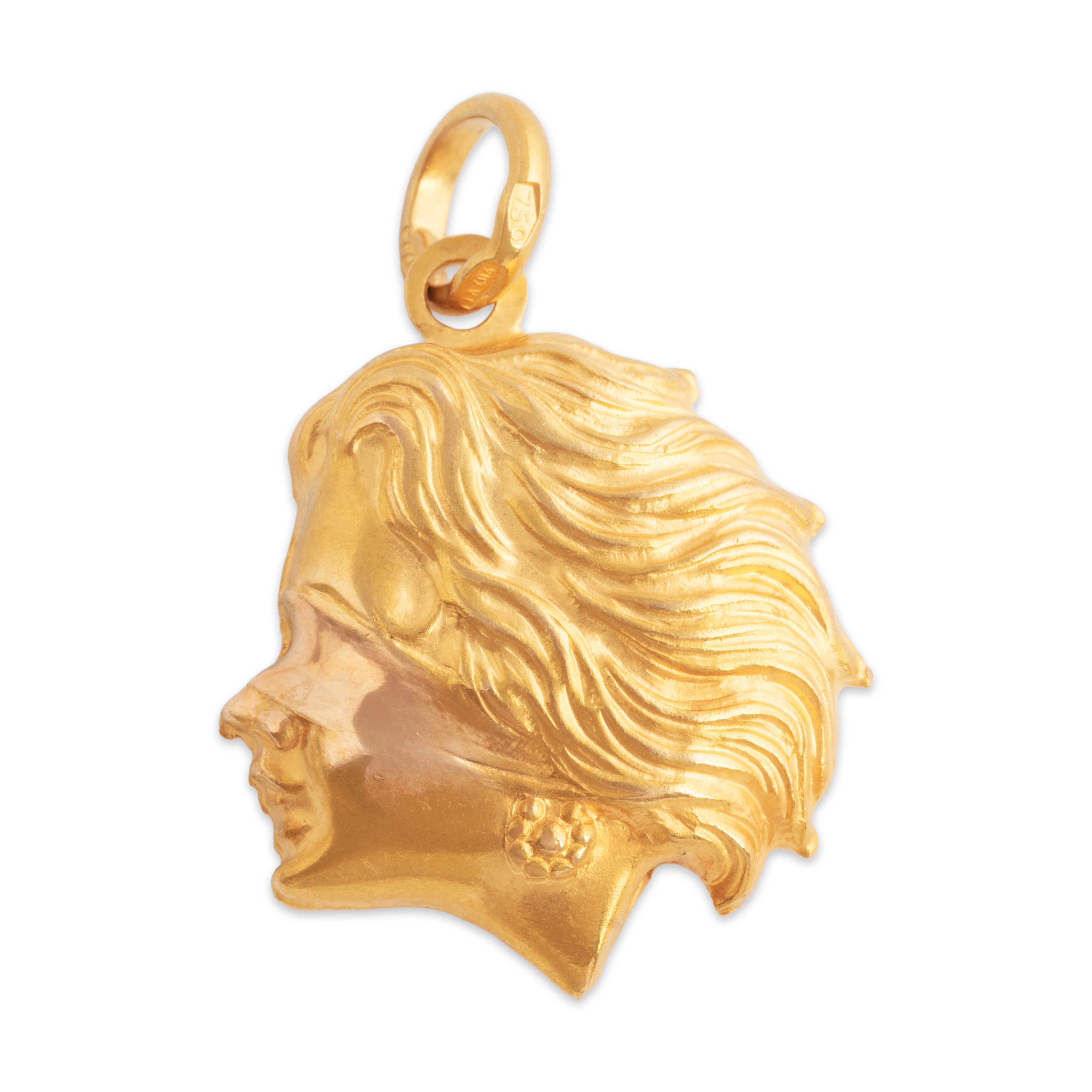 Vintage Italian Large 18k Yellow Gold & Rose Gold Libra Zodiac Charm / Pendant - Overall view