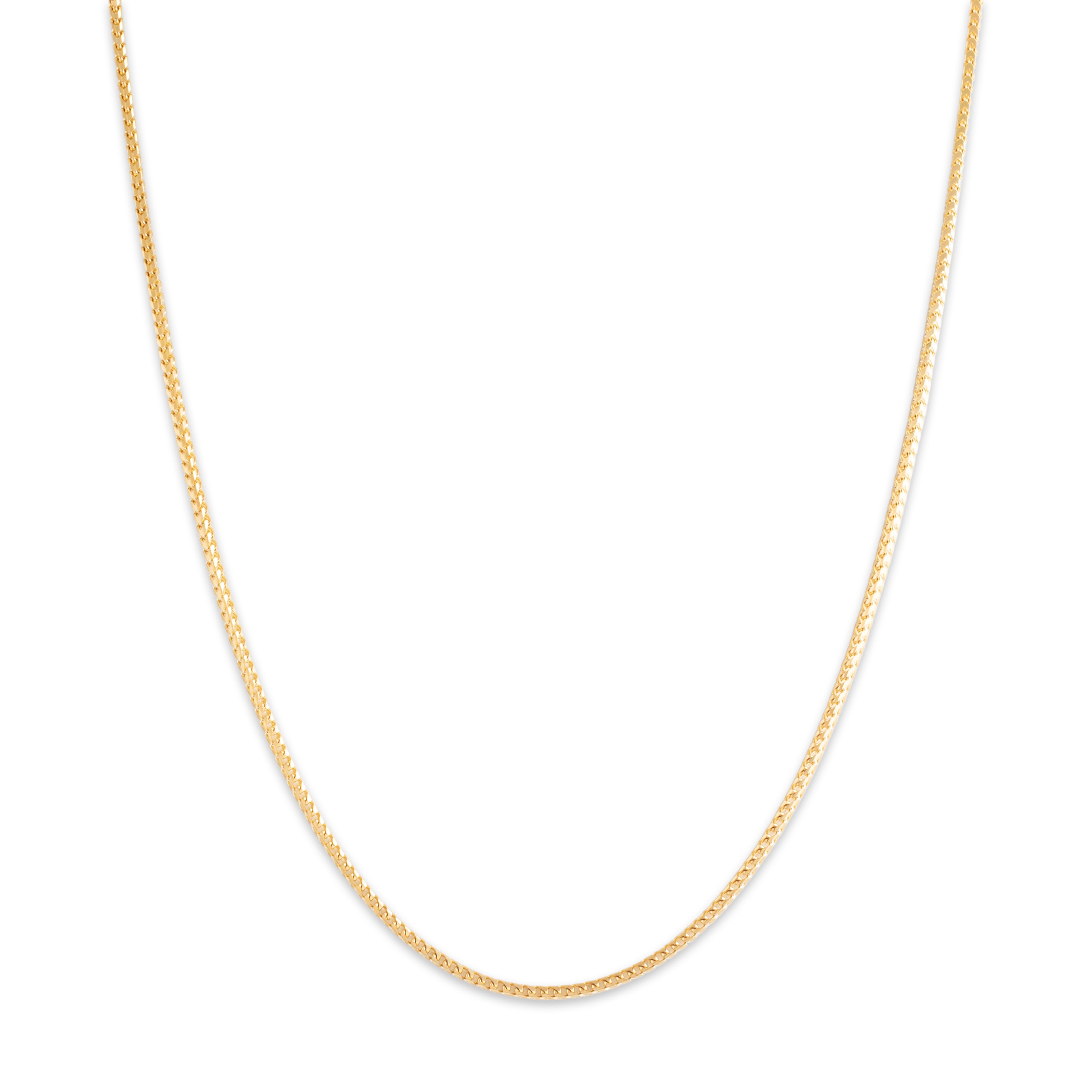 Vintage Italian 14k Yellow Gold Gleaming Chevron Box Chain Necklace - detail view #1