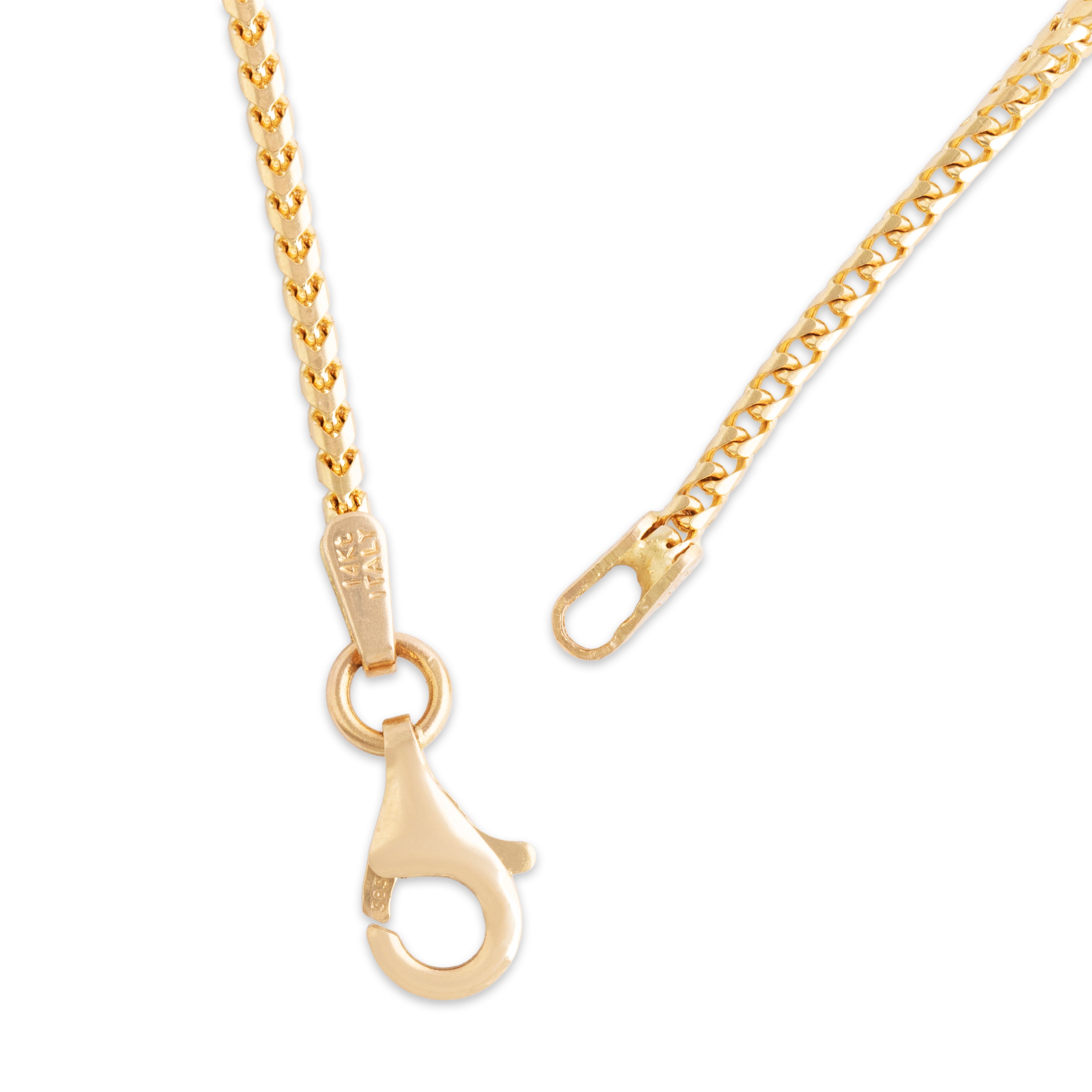 Vintage Italian 14k Yellow Gold Gleaming Chevron Box Chain Necklace - clasp view