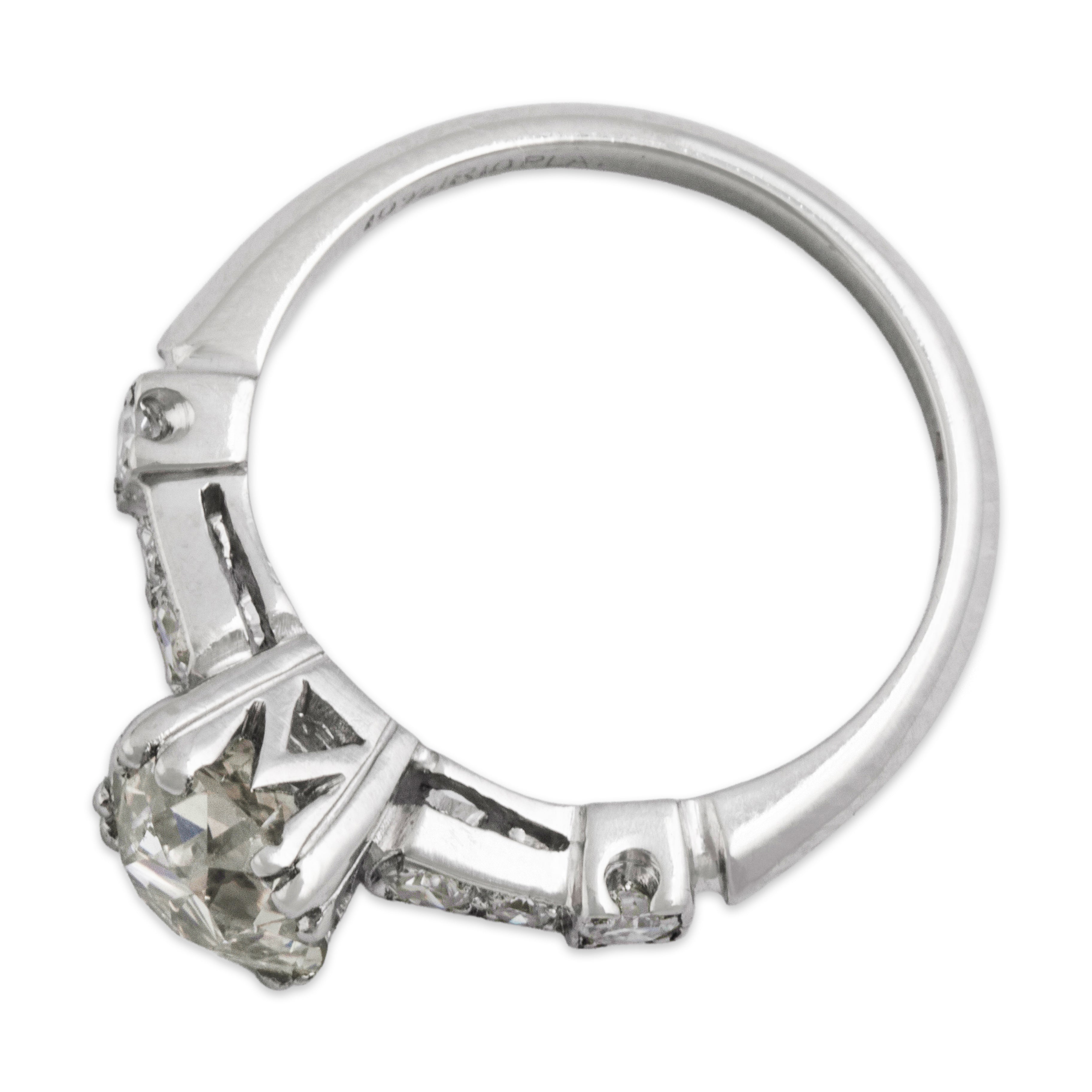 Antique Platinum 1.609cttw Old Mine Diamond Fantastic Tapered Shoulder Ring - Overall view