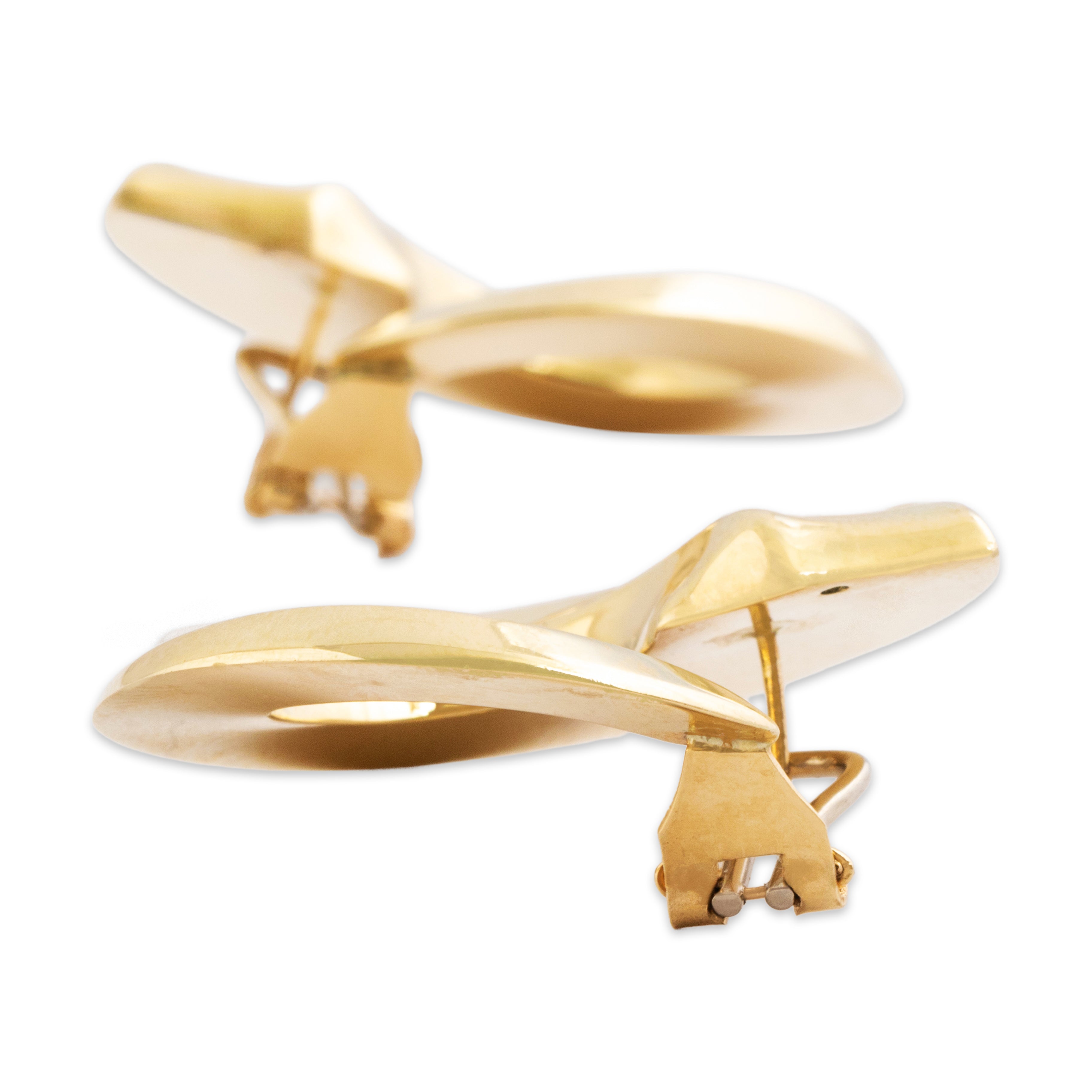 Vintage Italian Large 14k Yellow Gold Bold Twisted Loop Earrings - detail view #1
