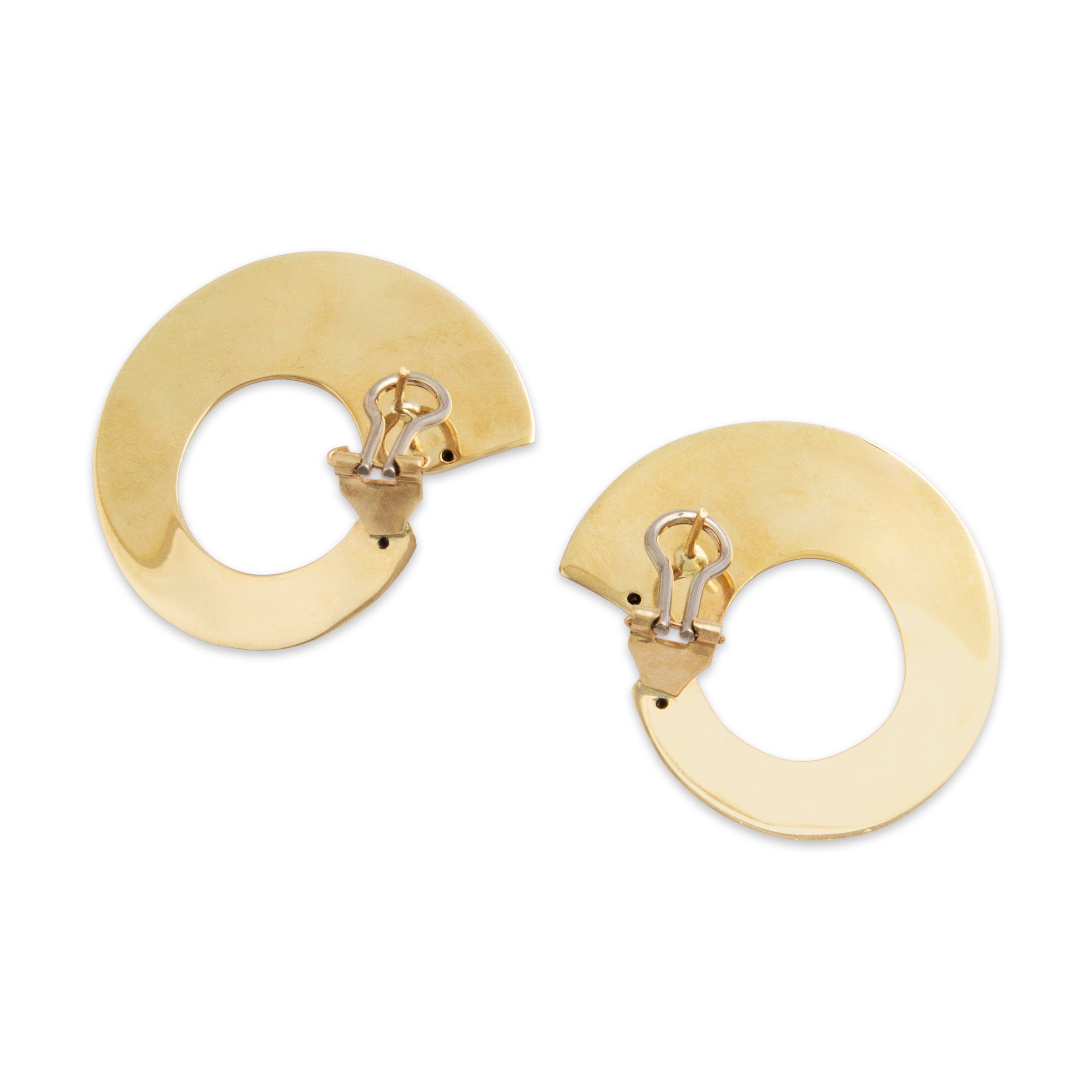 Vintage Italian Large 14k Yellow Gold Bold Twisted Loop Earrings - Back view