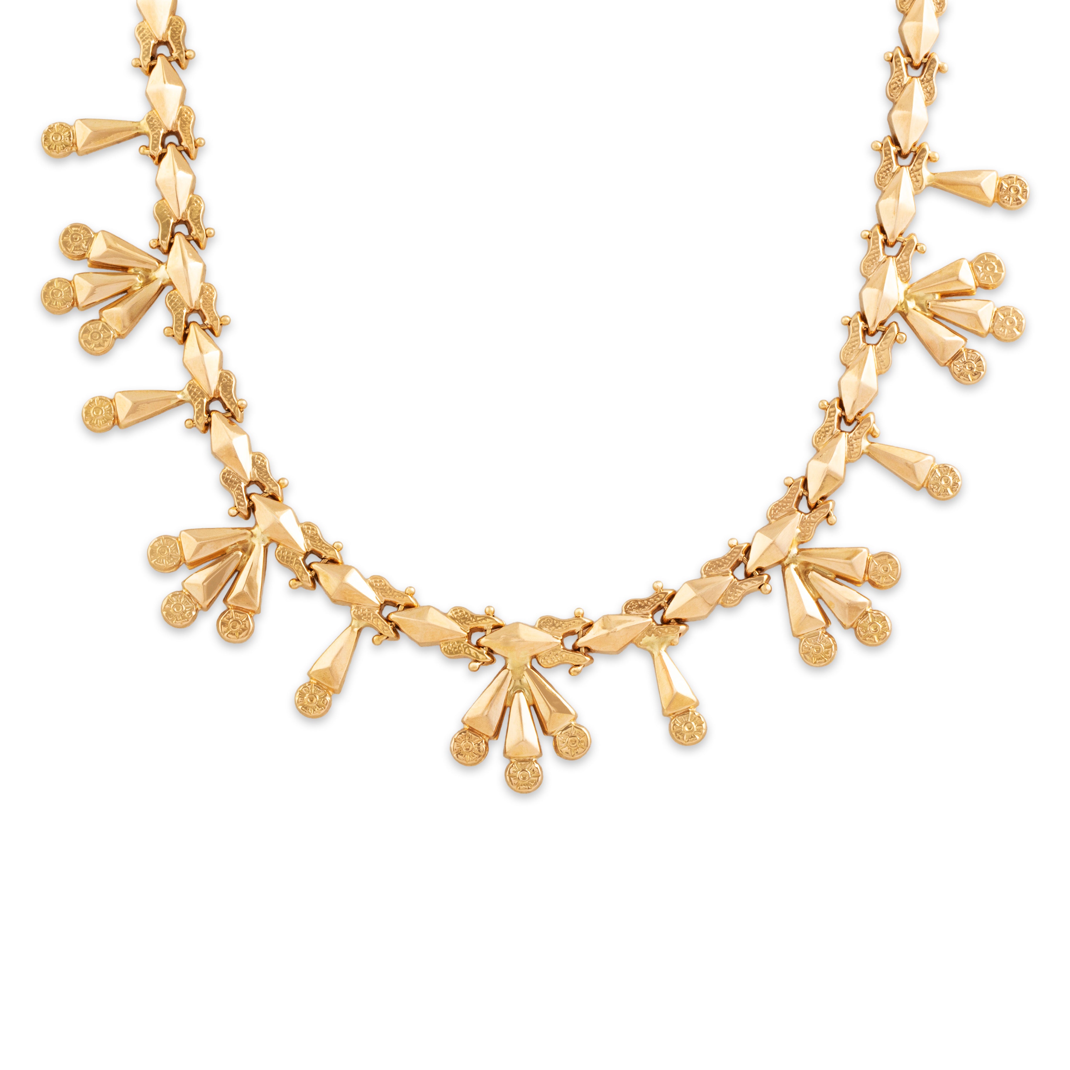 Vintage Italian 18k Yellow Gold Substantial Fringe Collar Necklace - Close-up view