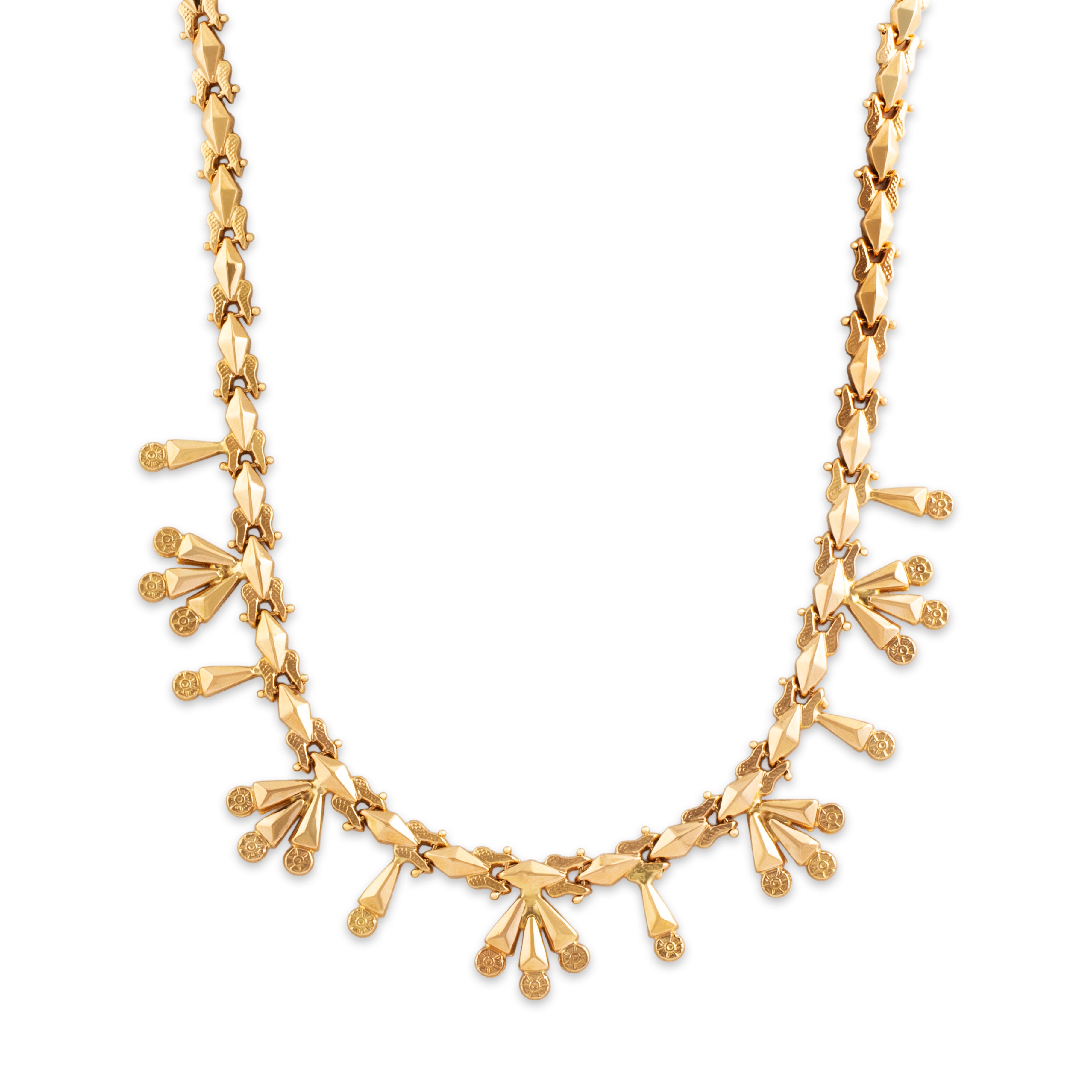 Vintage Italian 18k Yellow Gold Substantial Fringe Collar Necklace - detail view #1