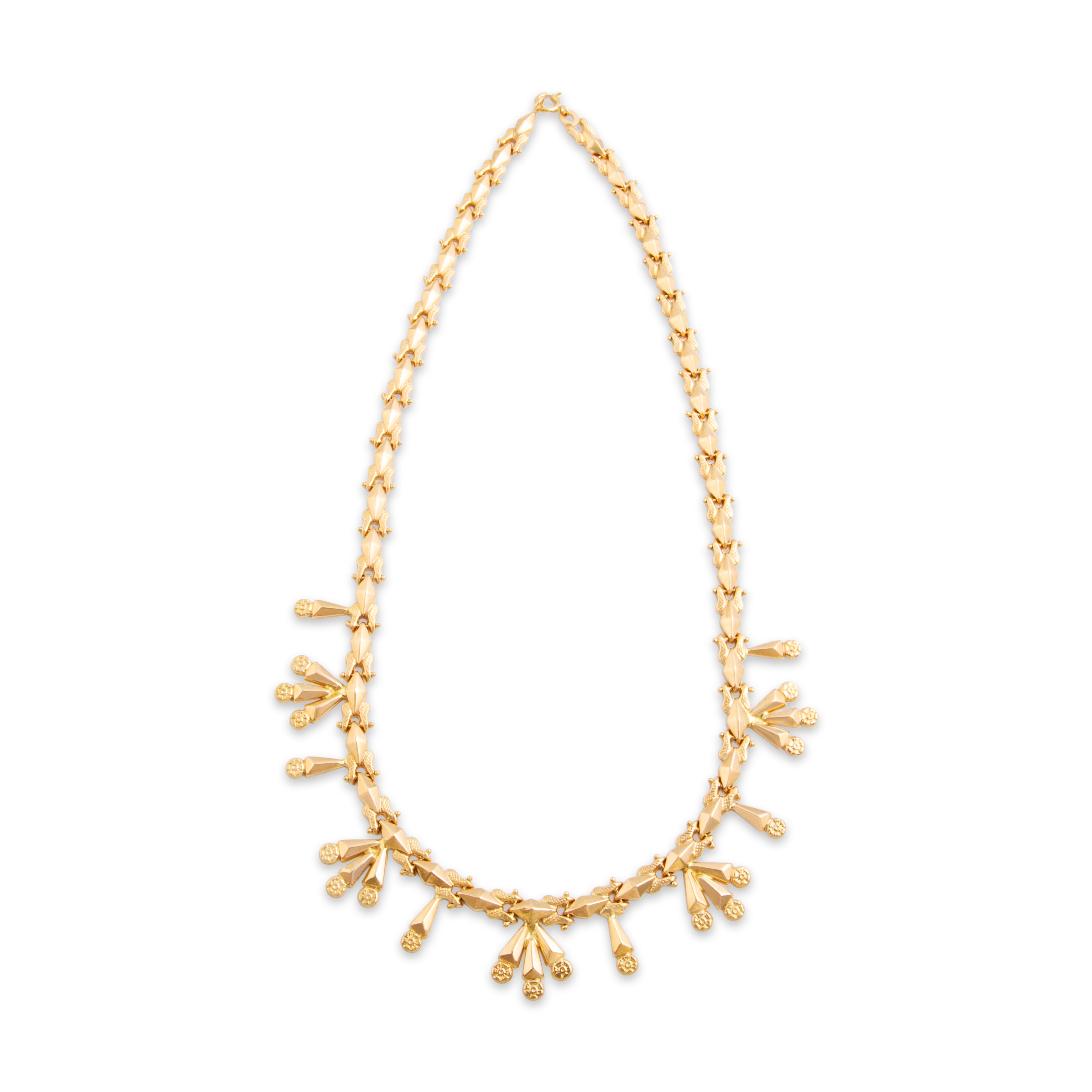 Vintage Italian 18k Yellow Gold Substantial Fringe Collar Necklace - Overall view