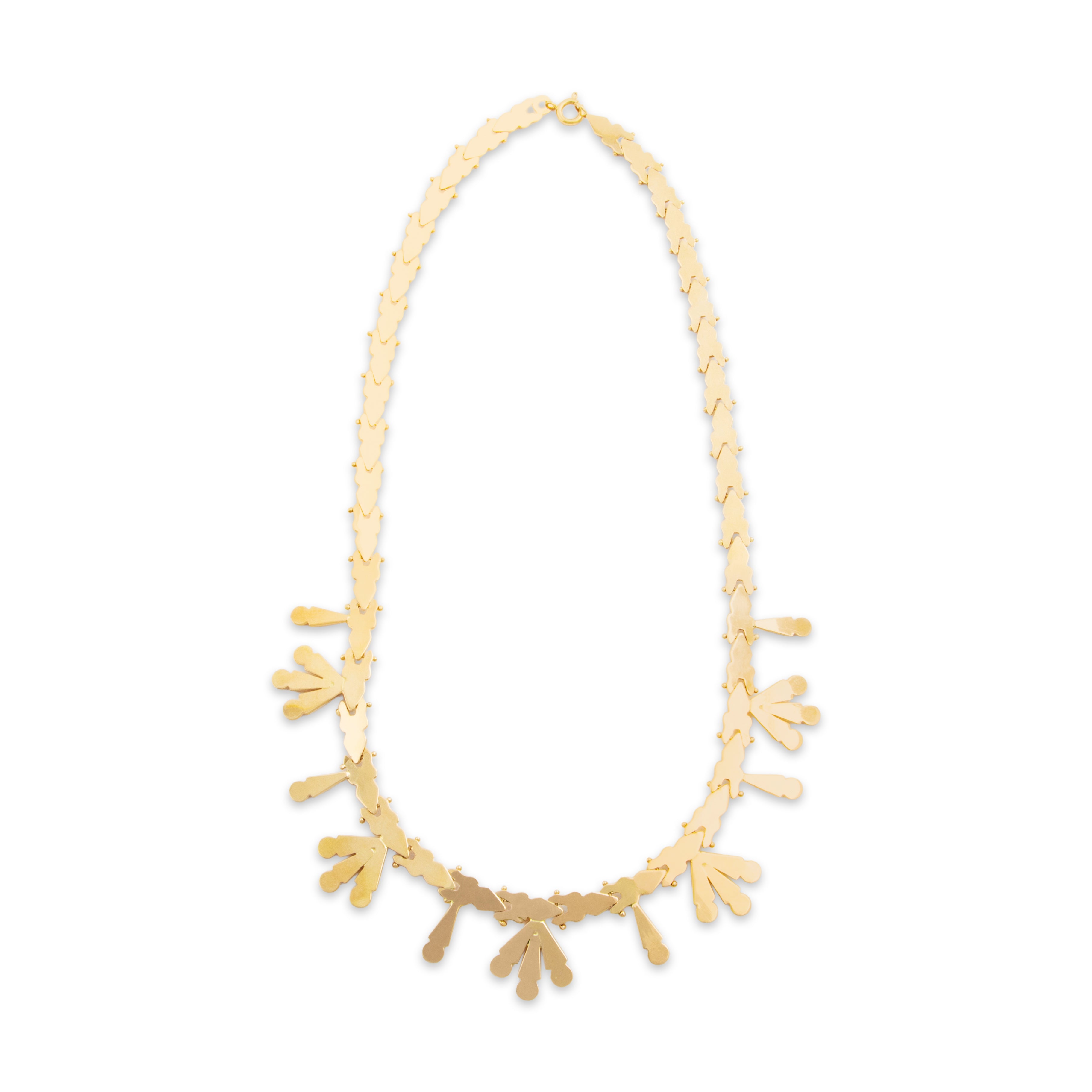 Vintage Italian 18k Yellow Gold Substantial Fringe Collar Necklace - Back view