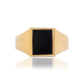 Vintage 14k Yellow Gold 1.24ct Onyx Bold Rectangle Signet Ring 9.00