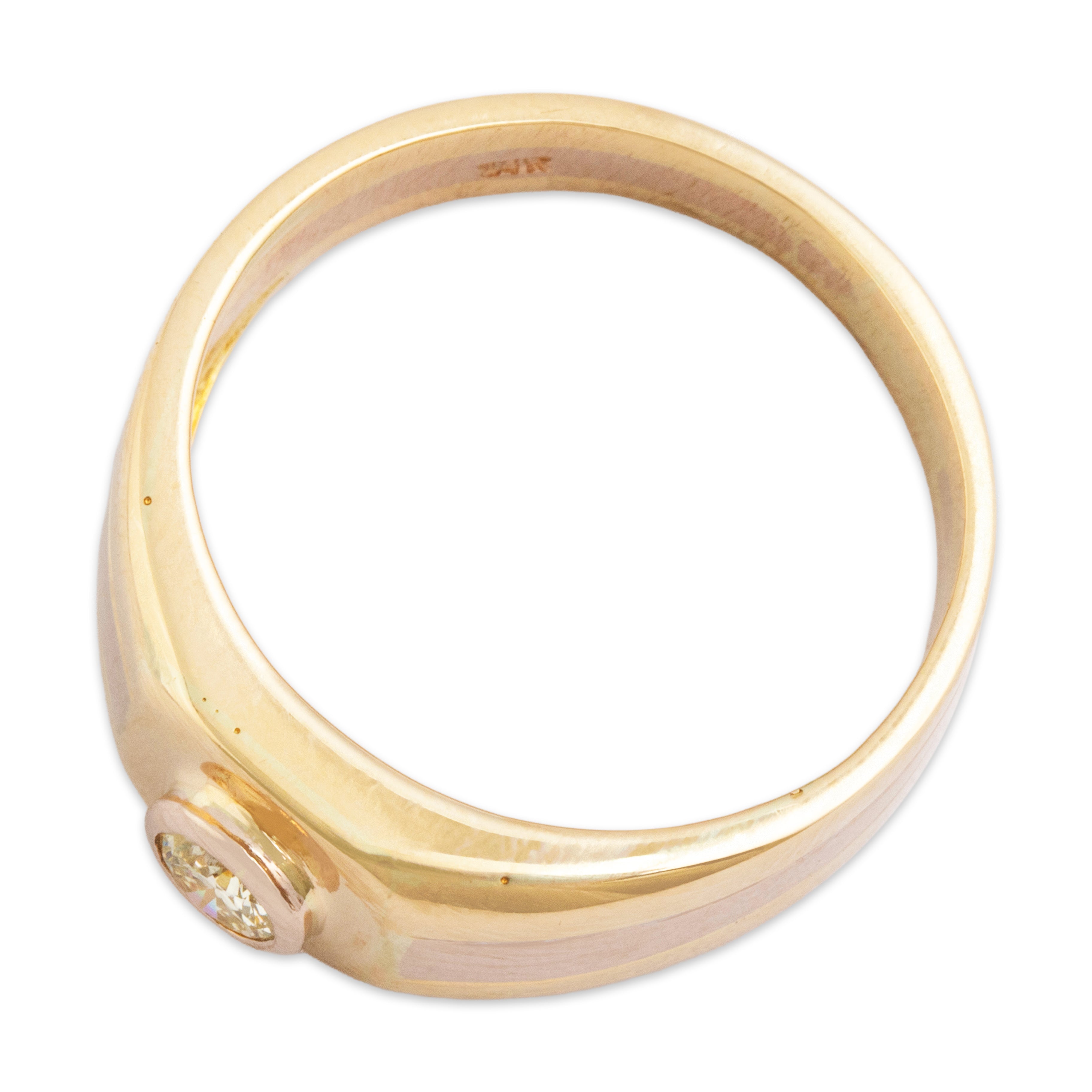 Vintage 14k Yellow & Rose Gold .23ct Diamond Bold Lined Solitaire Ring - Overall view