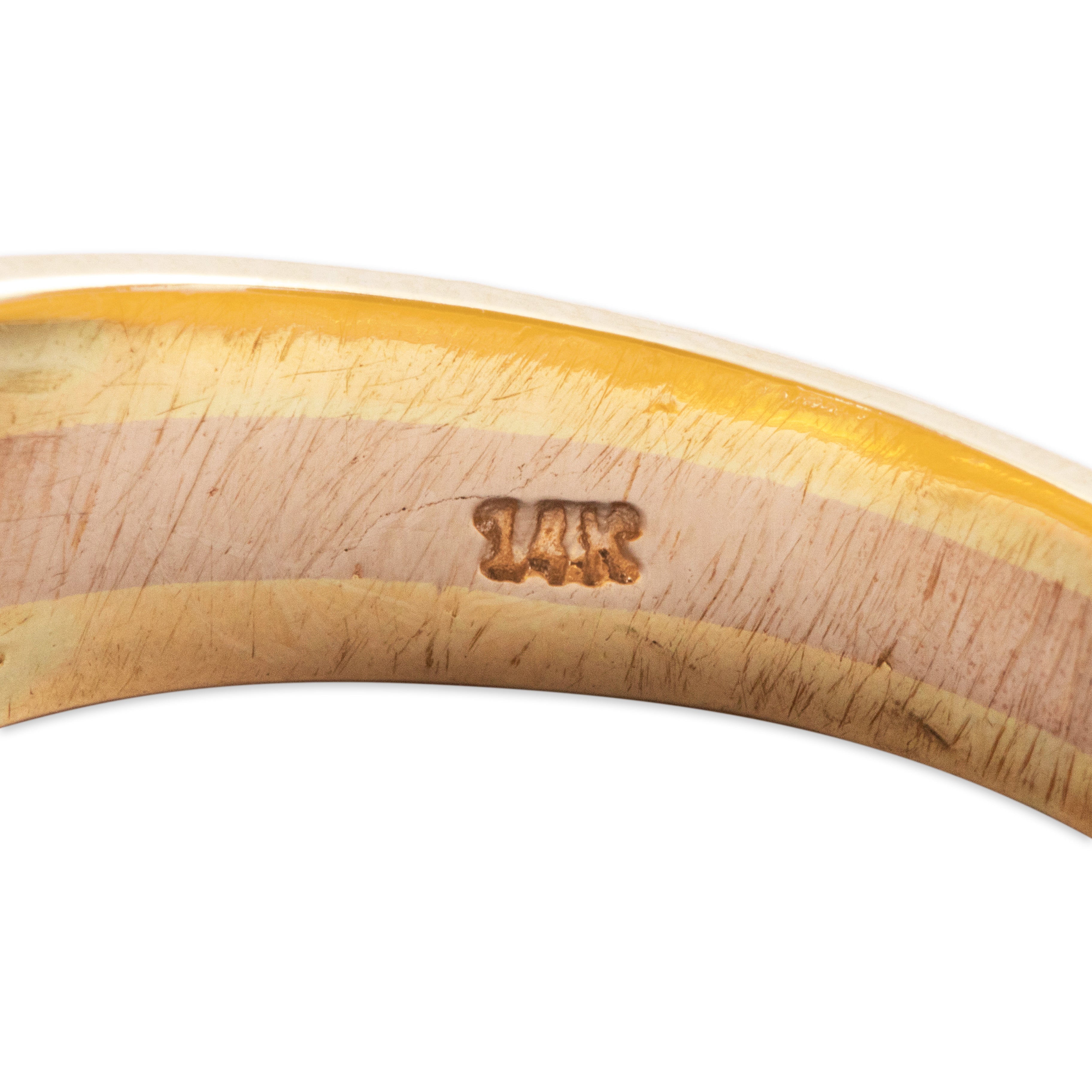 Vintage 14k Yellow & Rose Gold .23ct Diamond Bold Lined Solitaire Ring - Hallmark view