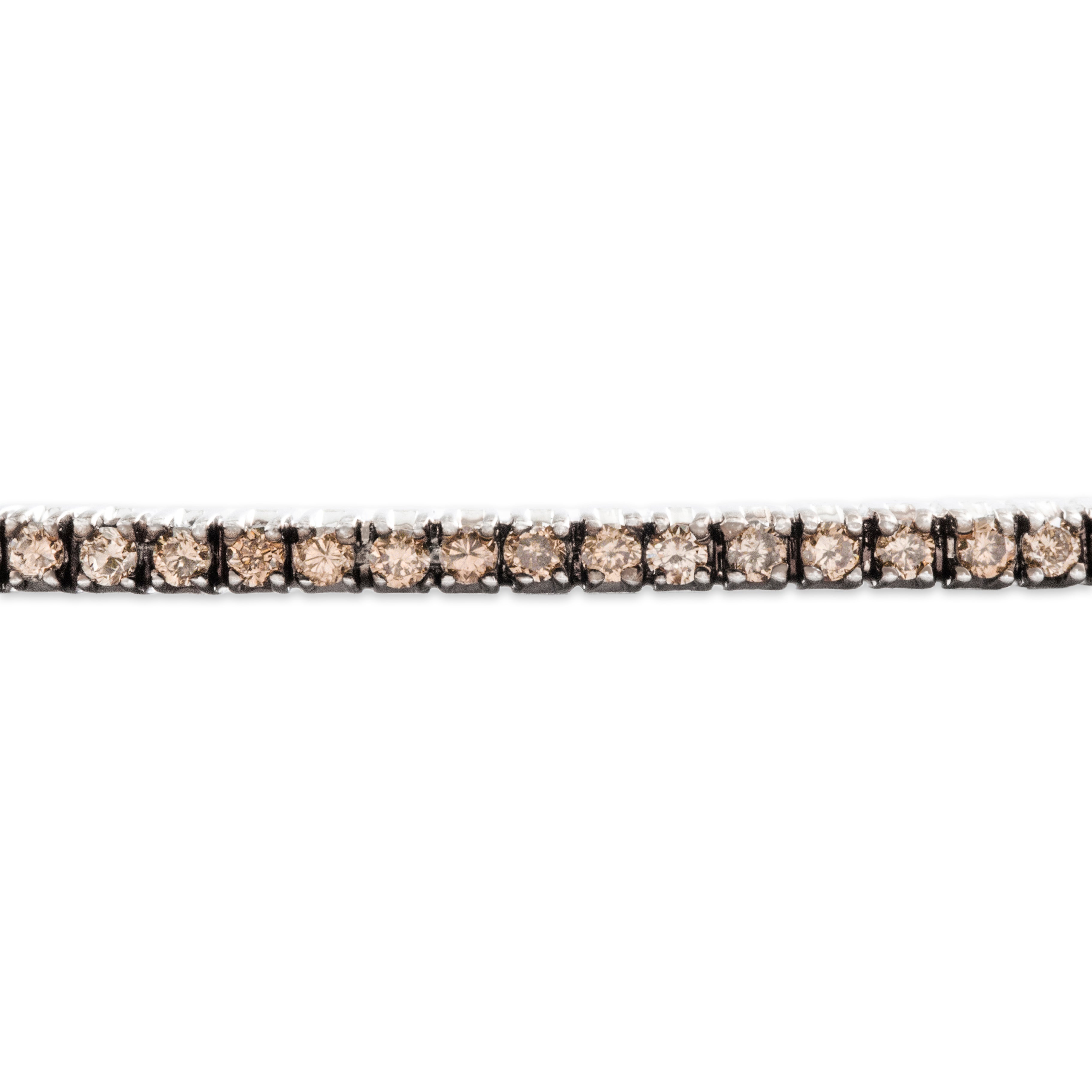 Estate 18k White Gold .399cttw Champagne Diamond Half Tennis Bracelet - detail view #2