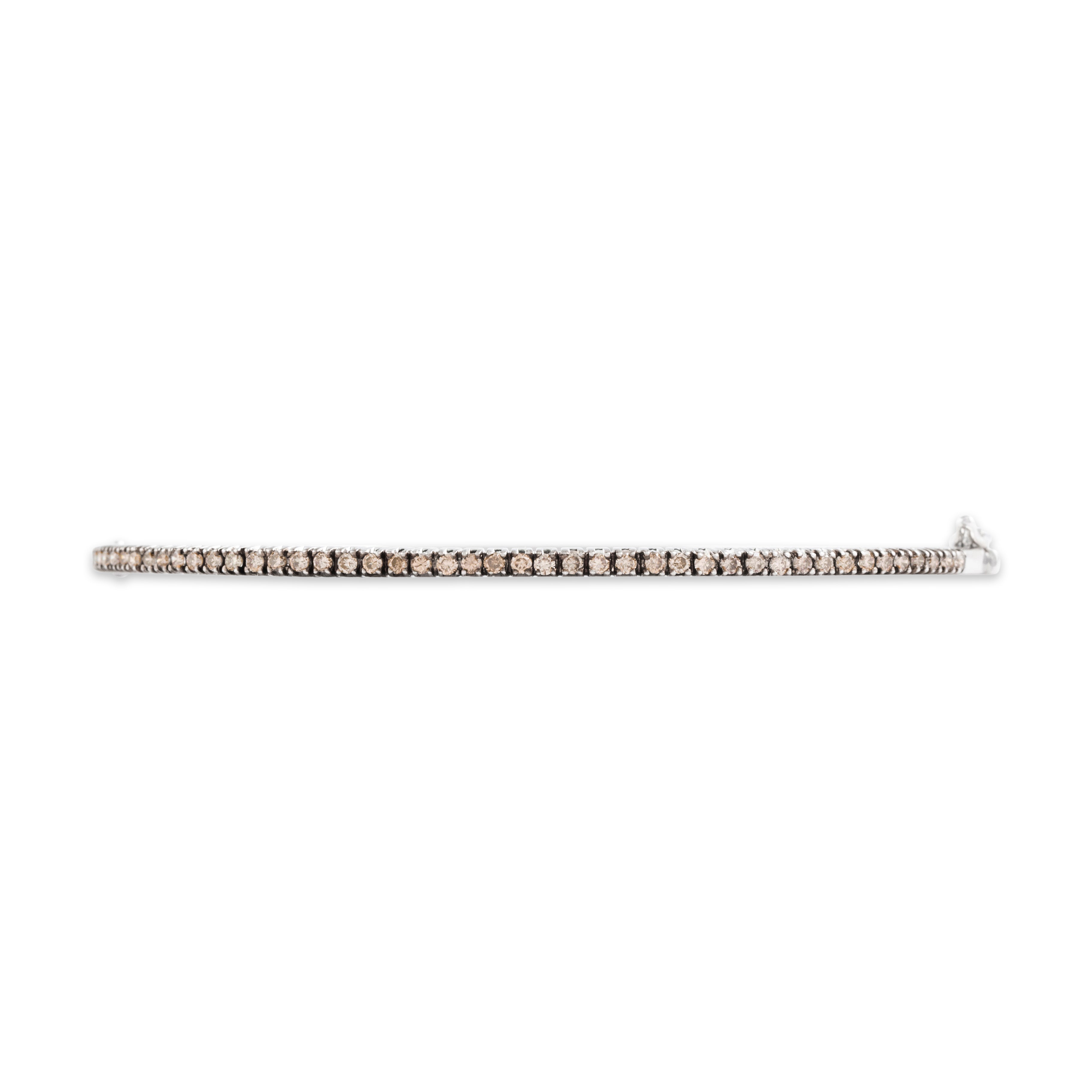 Estate 18k White Gold .399cttw Champagne Diamond Half Tennis Bracelet - Close-up view