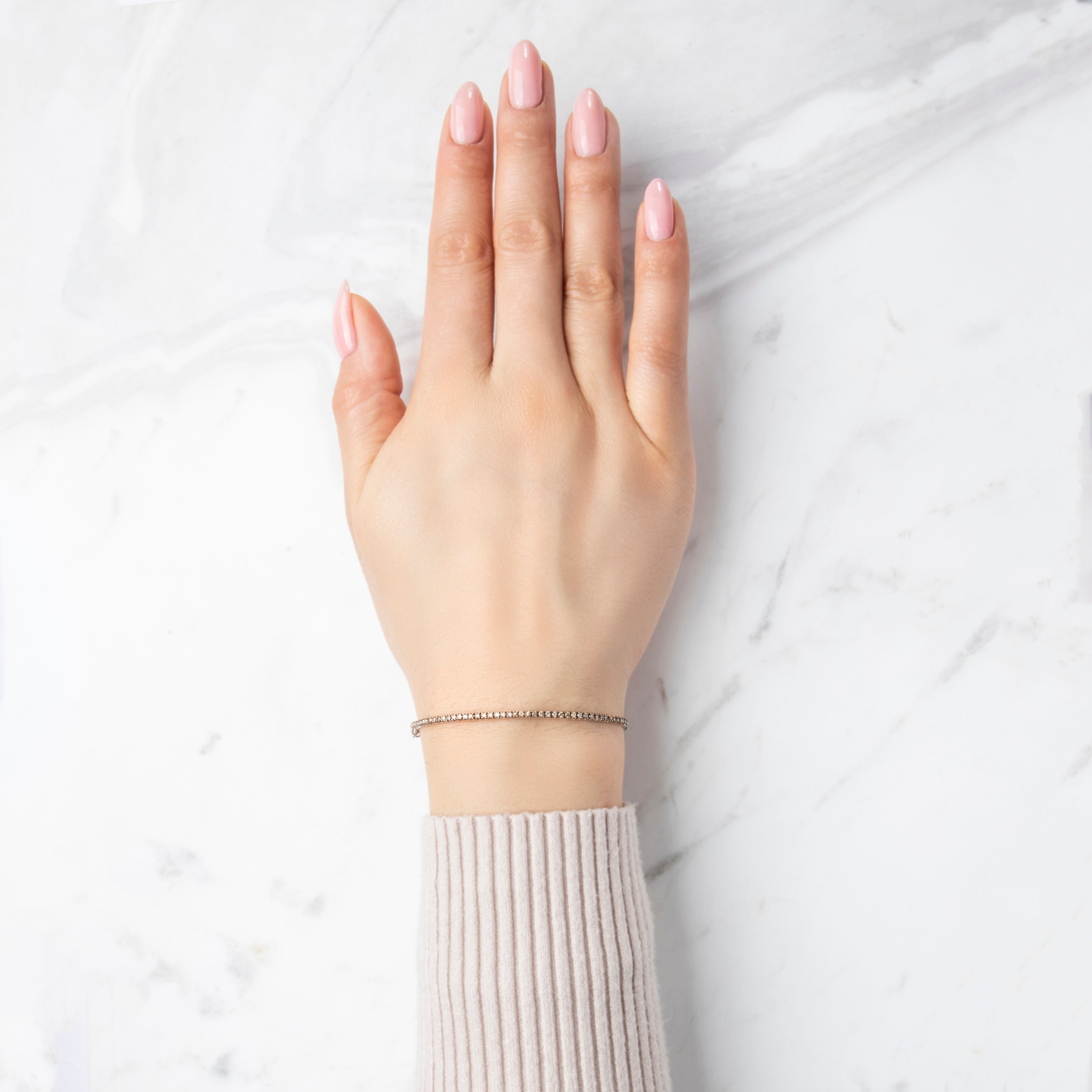 Estate 18k White Gold .399cttw Champagne Diamond Half Tennis Bracelet - On model view