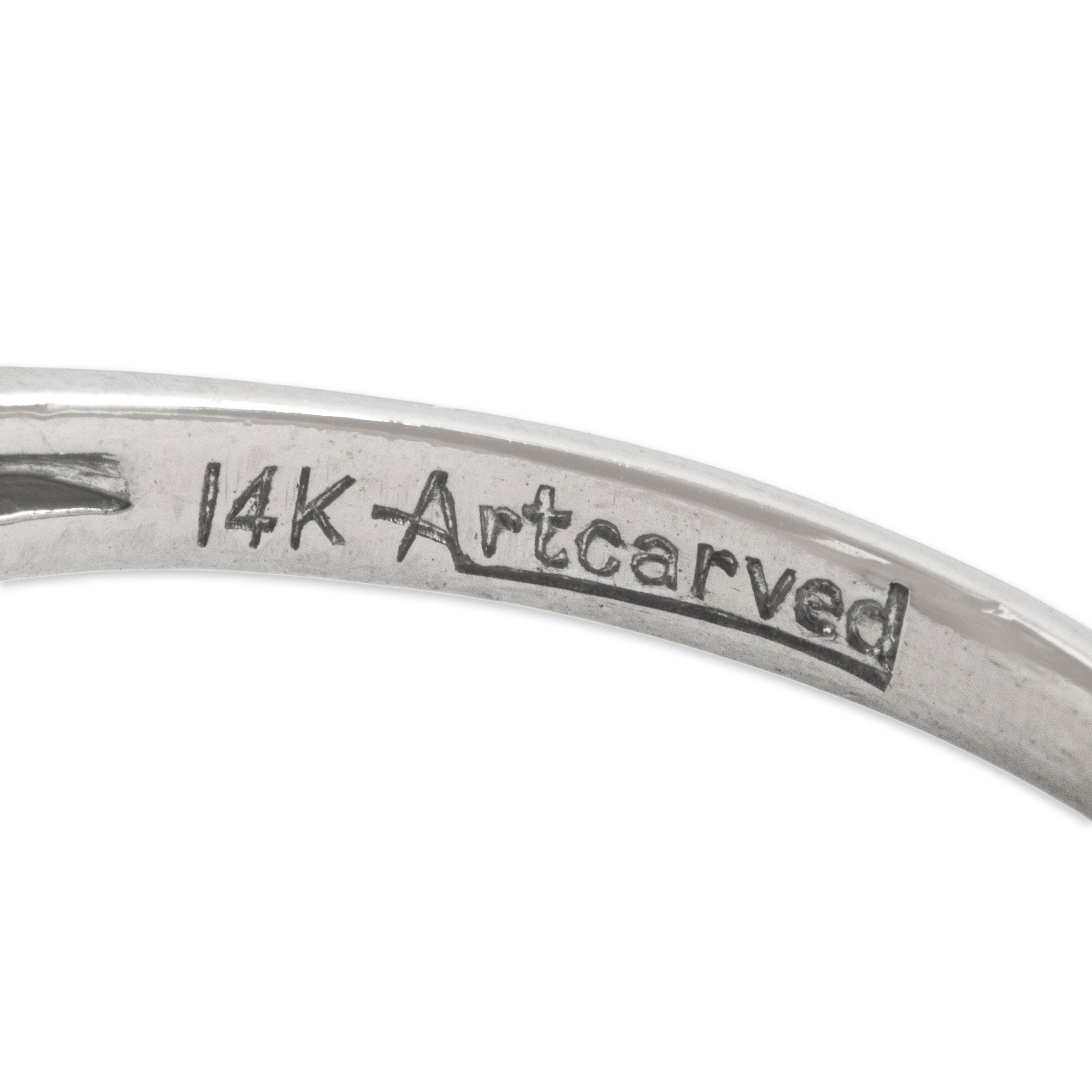 Vintage 14k White Gold .51cttw Diamond Brilliant Scrolling Shoulder Ring - Hallmark view