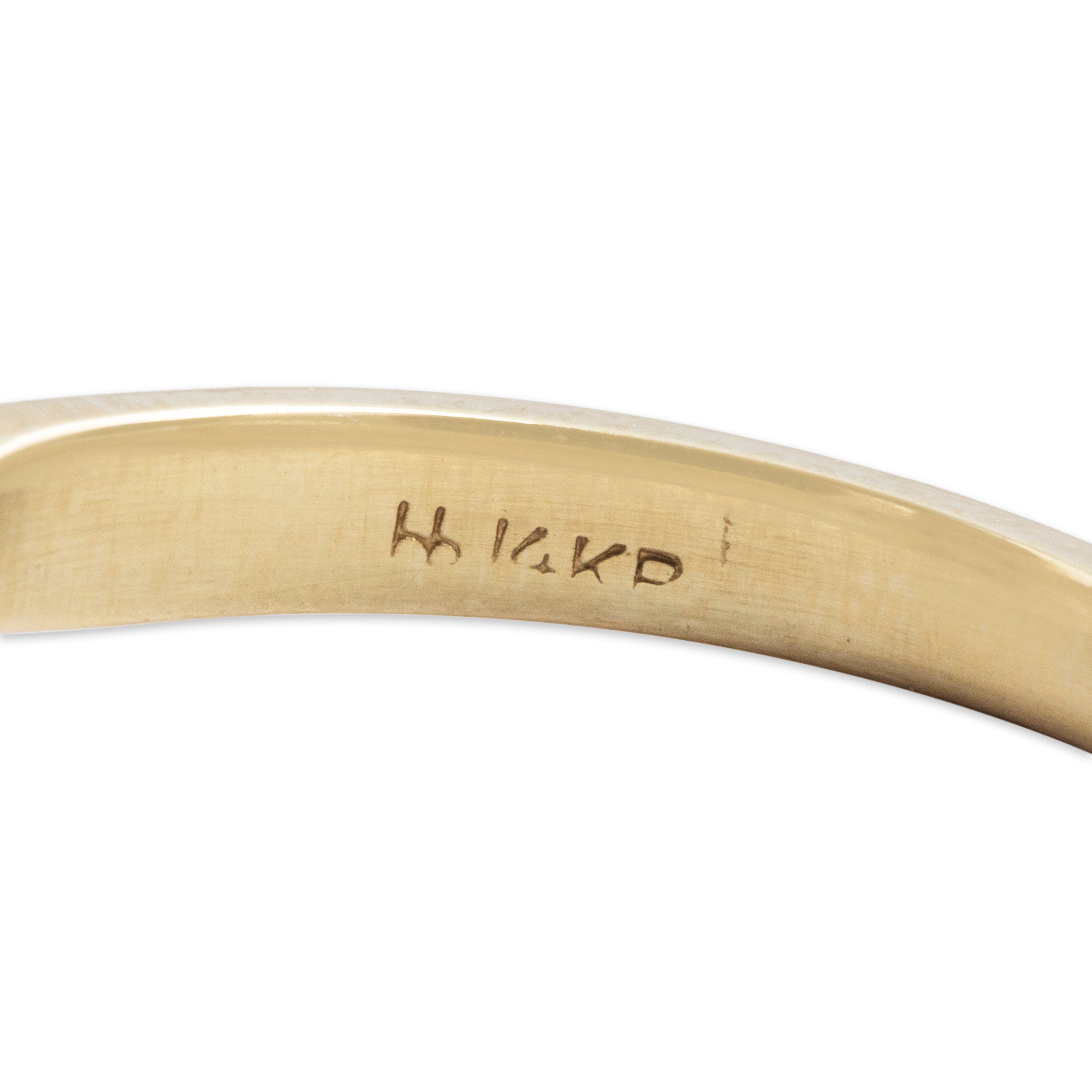 Vintage 14k Yellow Gold 1ct Amethyst Diamond Flashing Oval Ring - Hallmark view