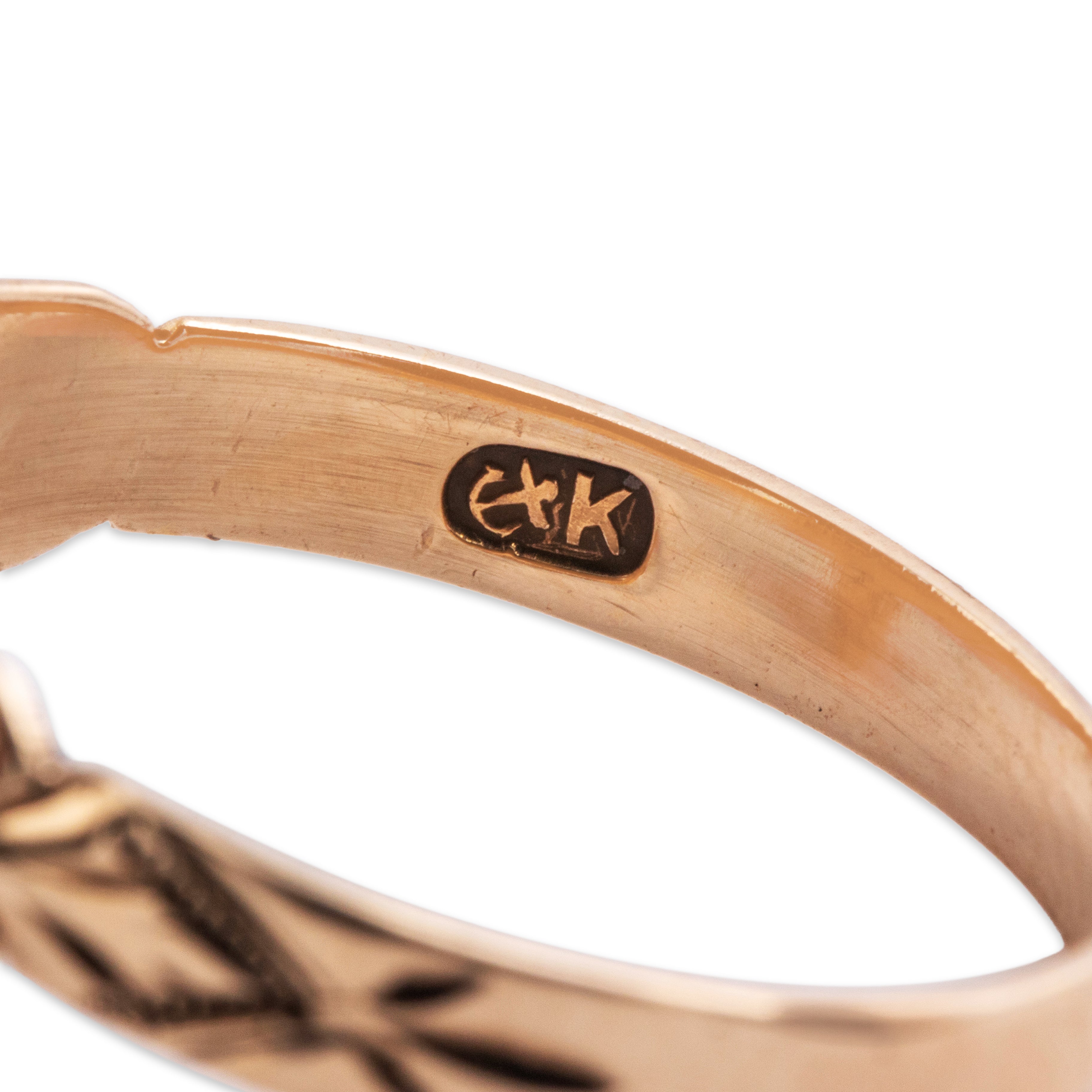 Antique Ripley-Howland Mfg. Co. 10k Rosy Yellow Gold Opal Diamond Ring - Hallmark view