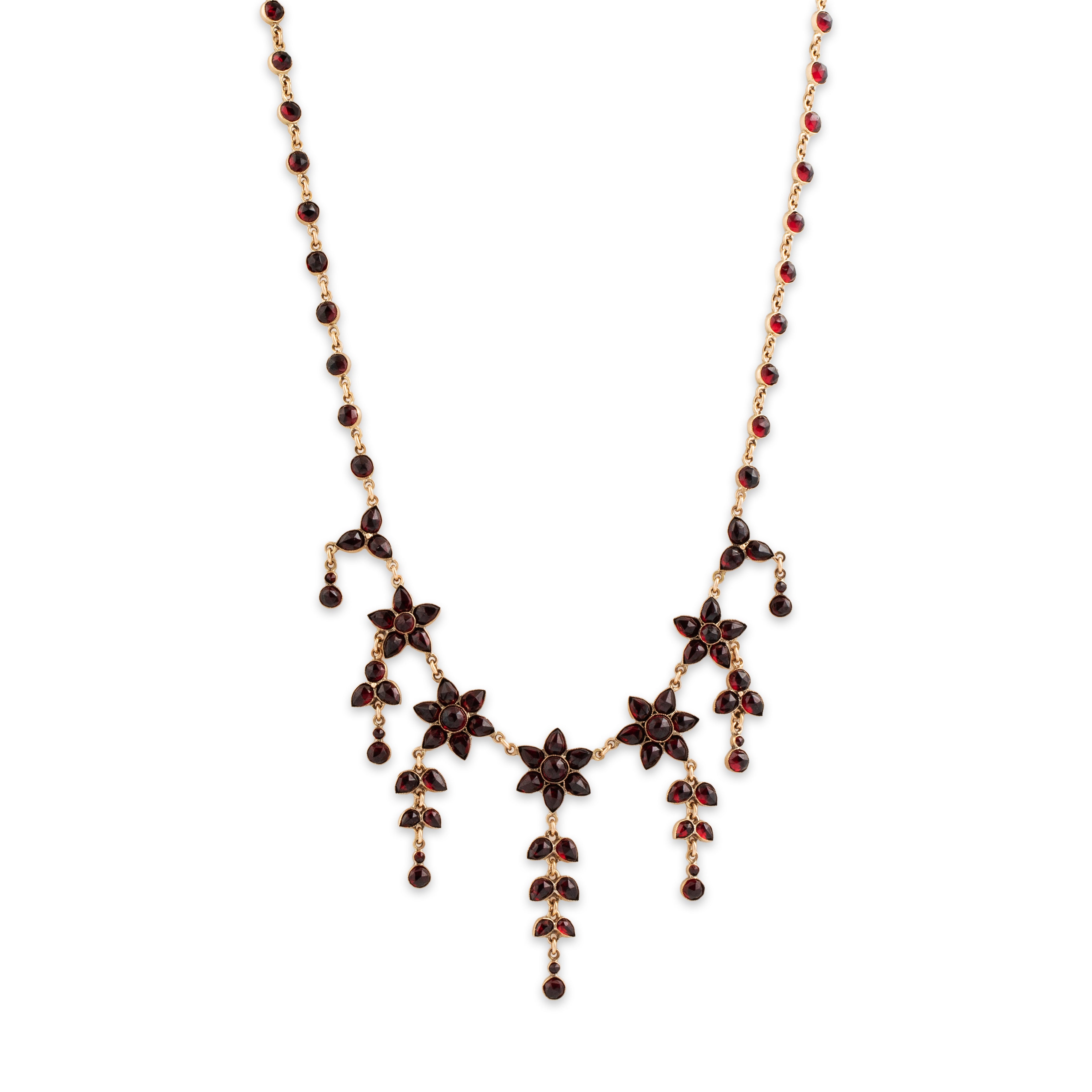 Antique Victorian 14k Rosy Yellow Gold 18.8cttw Garnet Dramatic Necklace - detail view #1