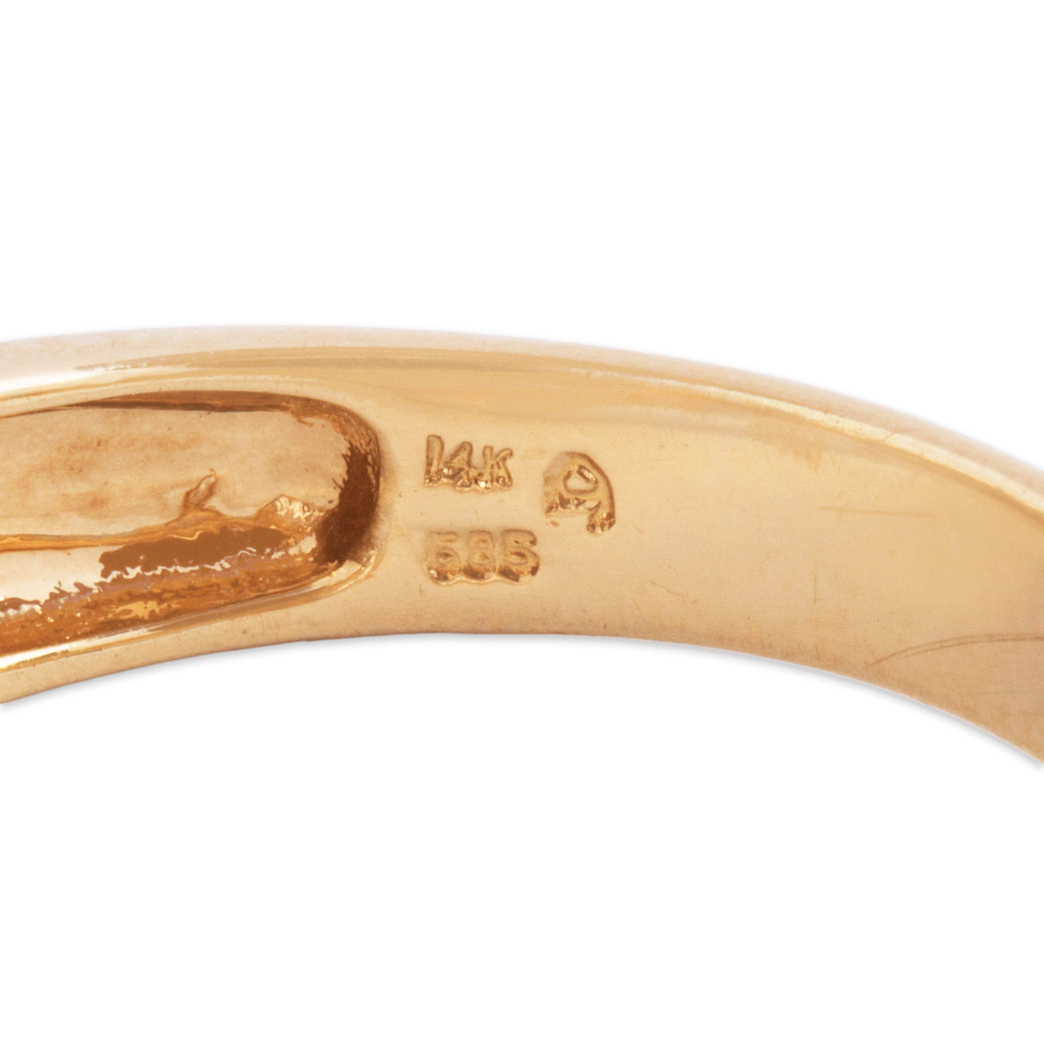 Vintage 14k Yellow Gold Diamond Flowing Ribbon Ring - Hallmark view