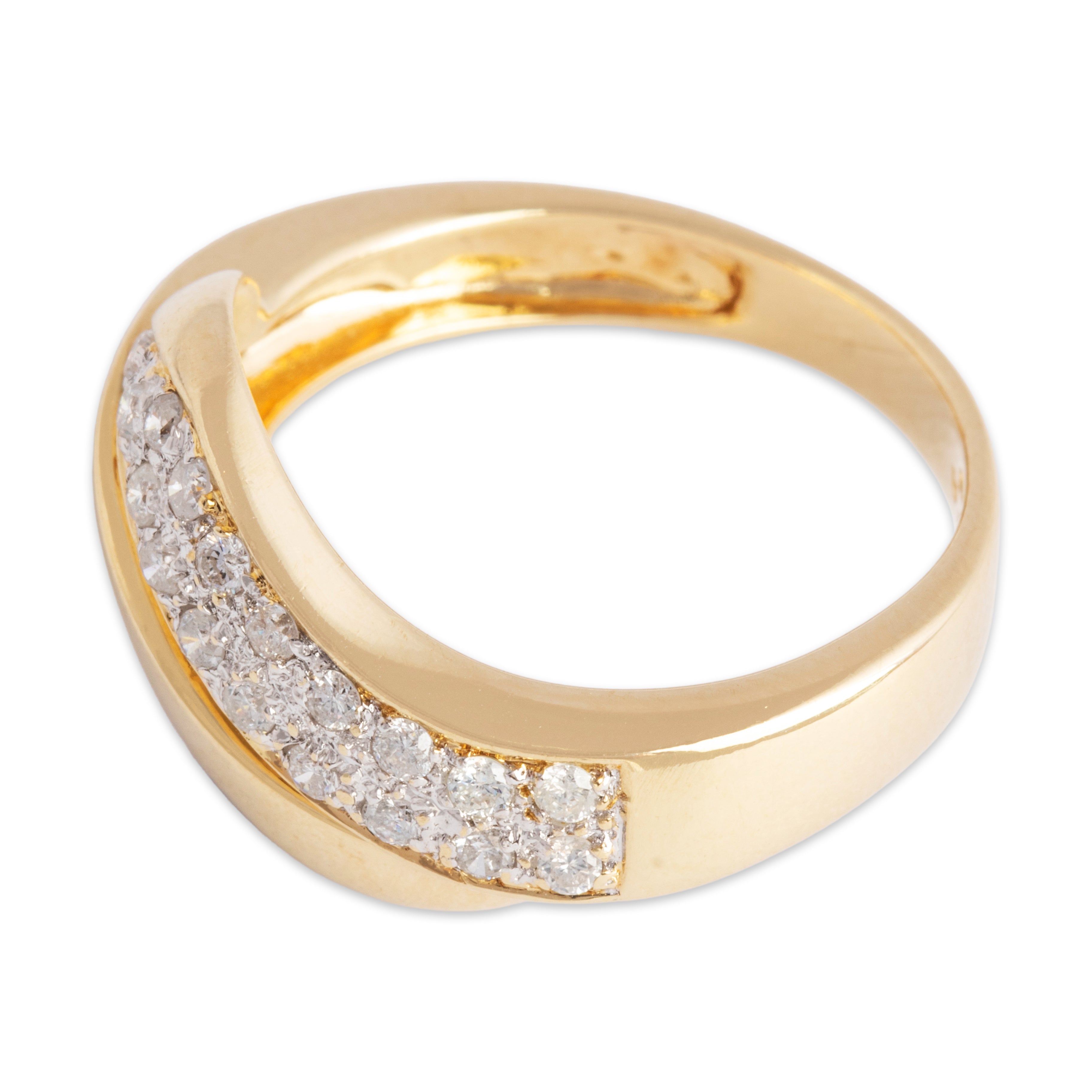 Vintage 14k Yellow Gold .324cttw Diamond Glittering Wave Ring - Overall view