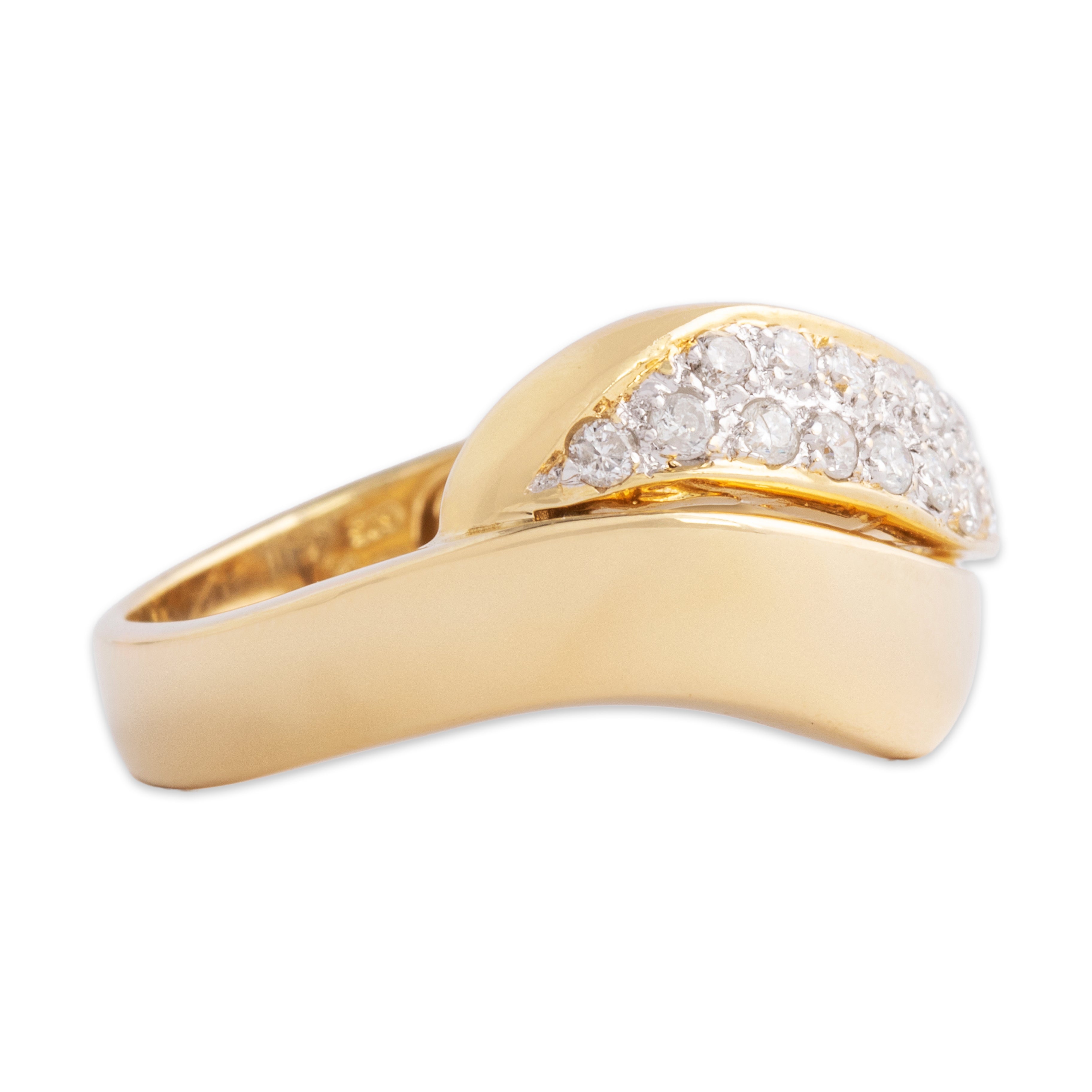 Vintage 14k Yellow Gold .324cttw Diamond Glittering Wave Ring - Side view