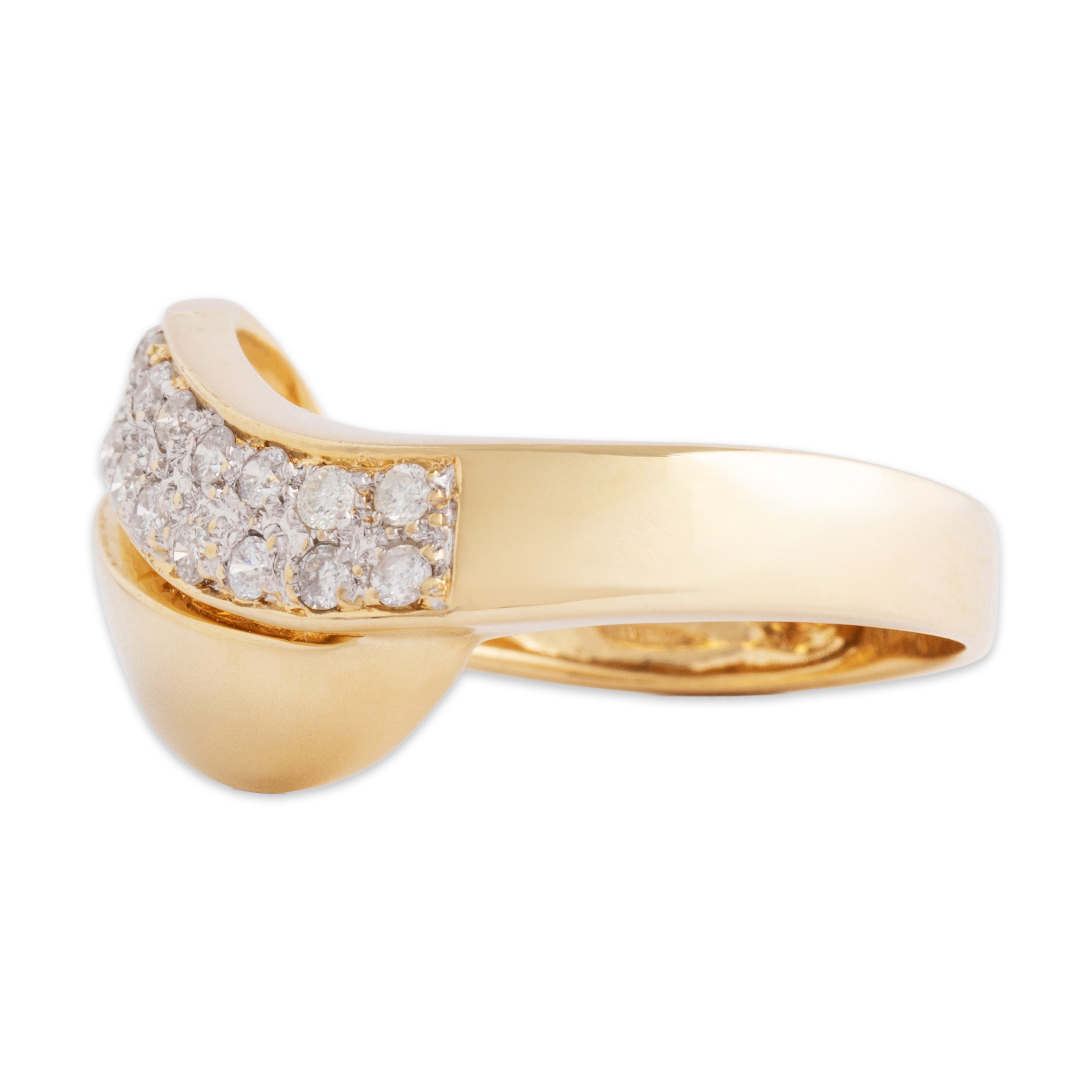 Vintage 14k Yellow Gold .324cttw Diamond Glittering Wave Ring - Side view