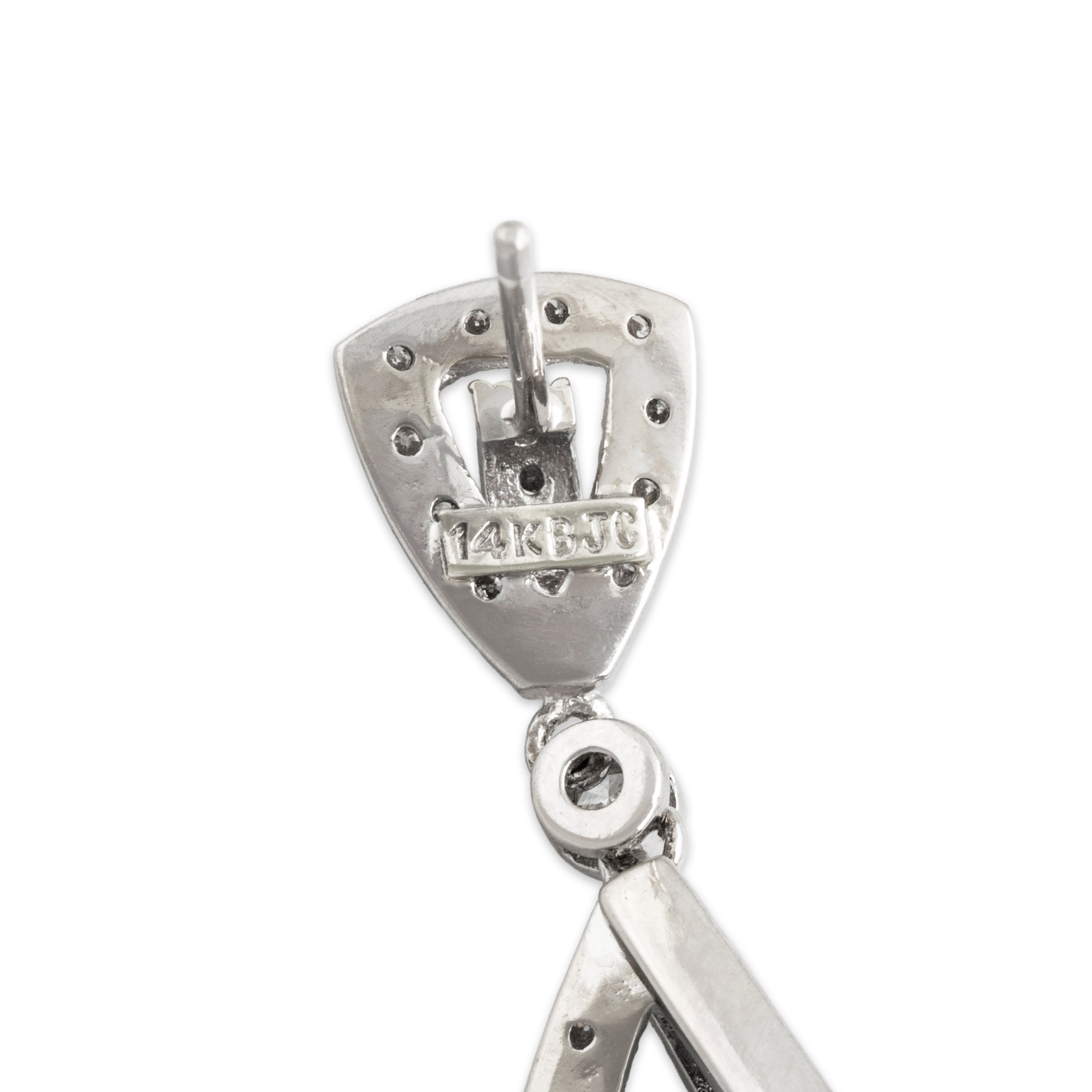 Estate 14k White Gold .237cttw Diamond Geometric Pavé Set Dangle Earrings - Hallmark view