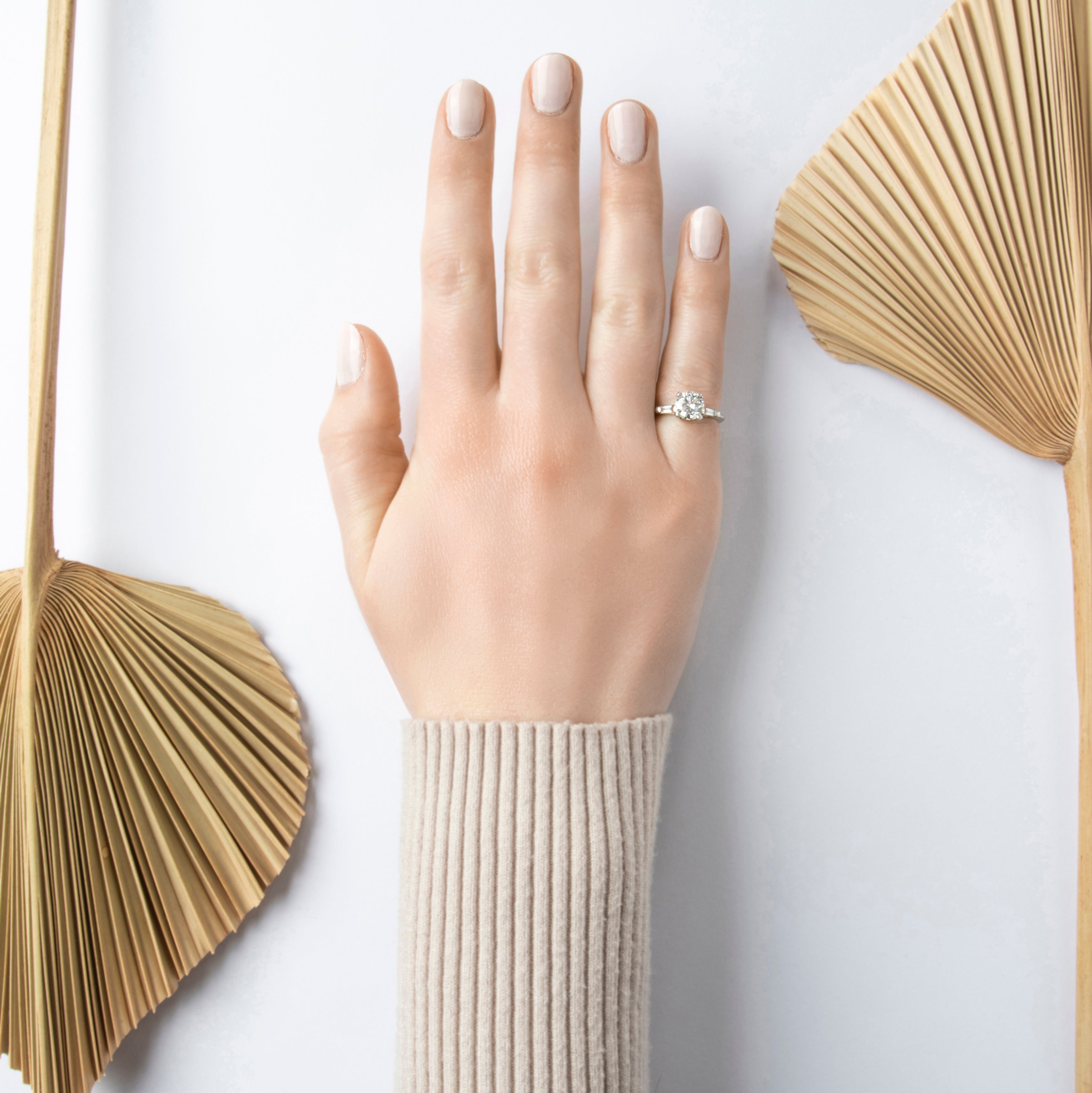 Vintage Platinum 1.18cttw Diamond Stunning Classic Round Ring - On model view