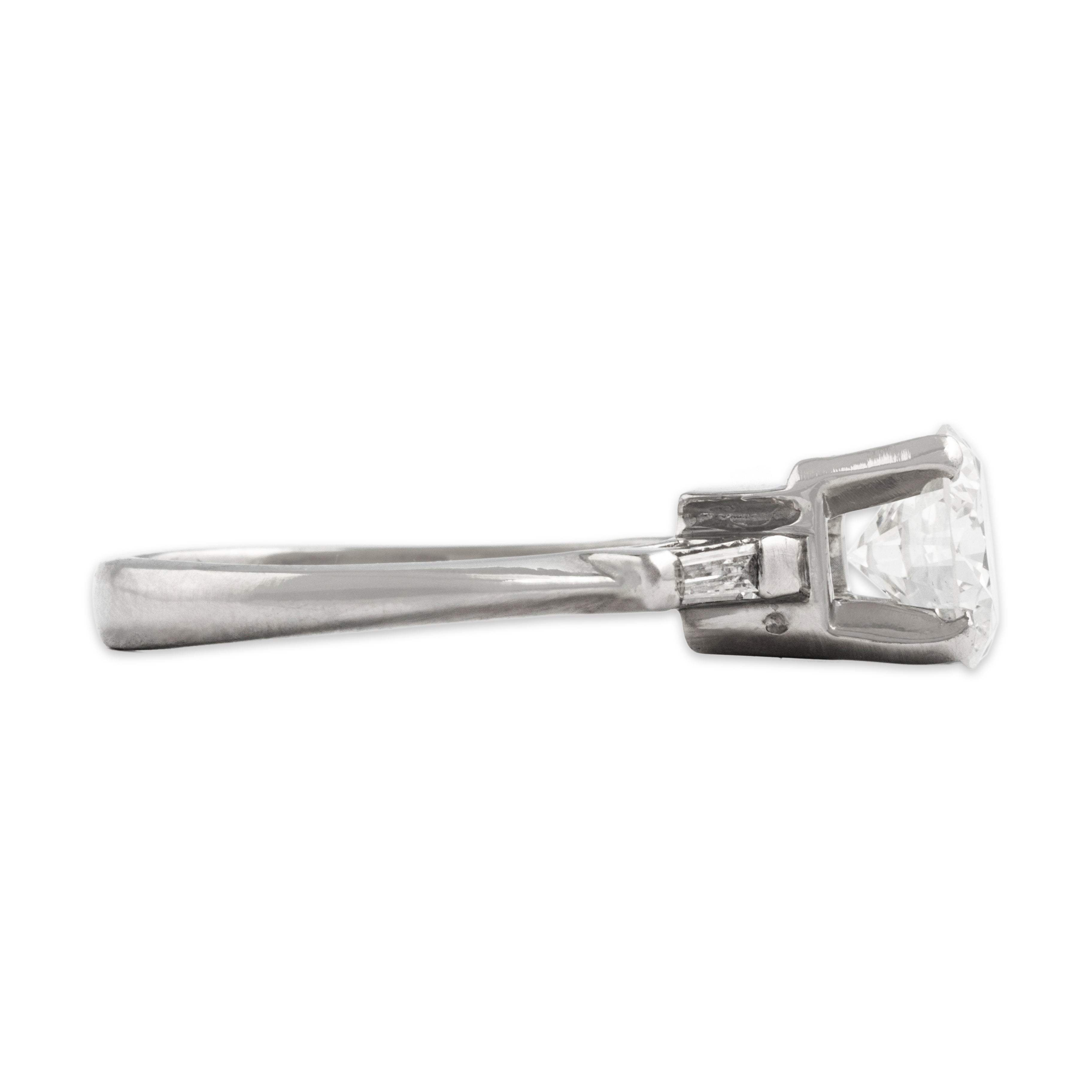 Vintage Platinum 1.18cttw Diamond Stunning Classic Round Ring - Side view