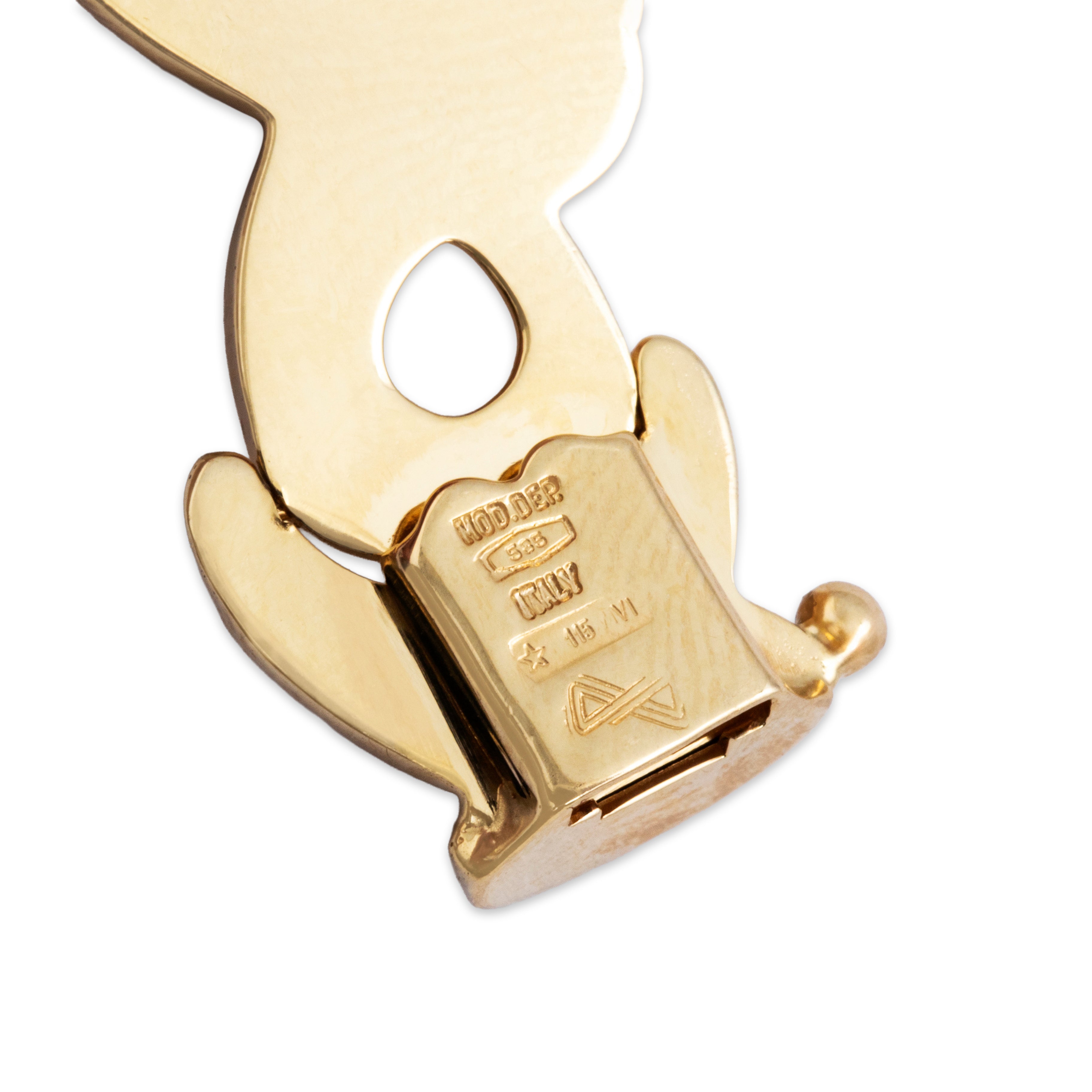 Vintage Italian 14k Yellow Gold Funky Dimensional Swish Bracelet - Hallmark view