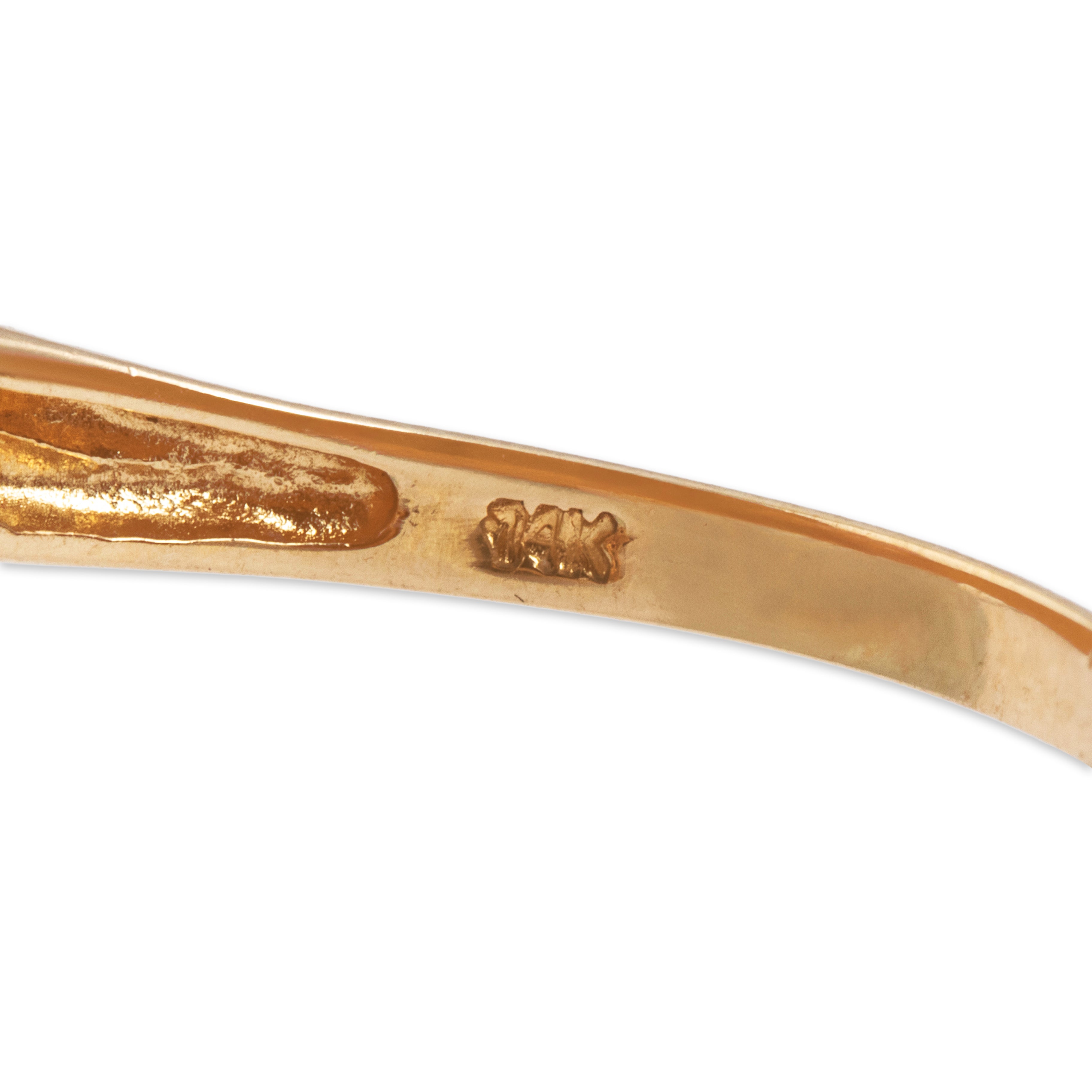 Vintage 14K Yellow Gold 1.16cttw Bright Ruby Bypass Cluster Ring - Hallmark view