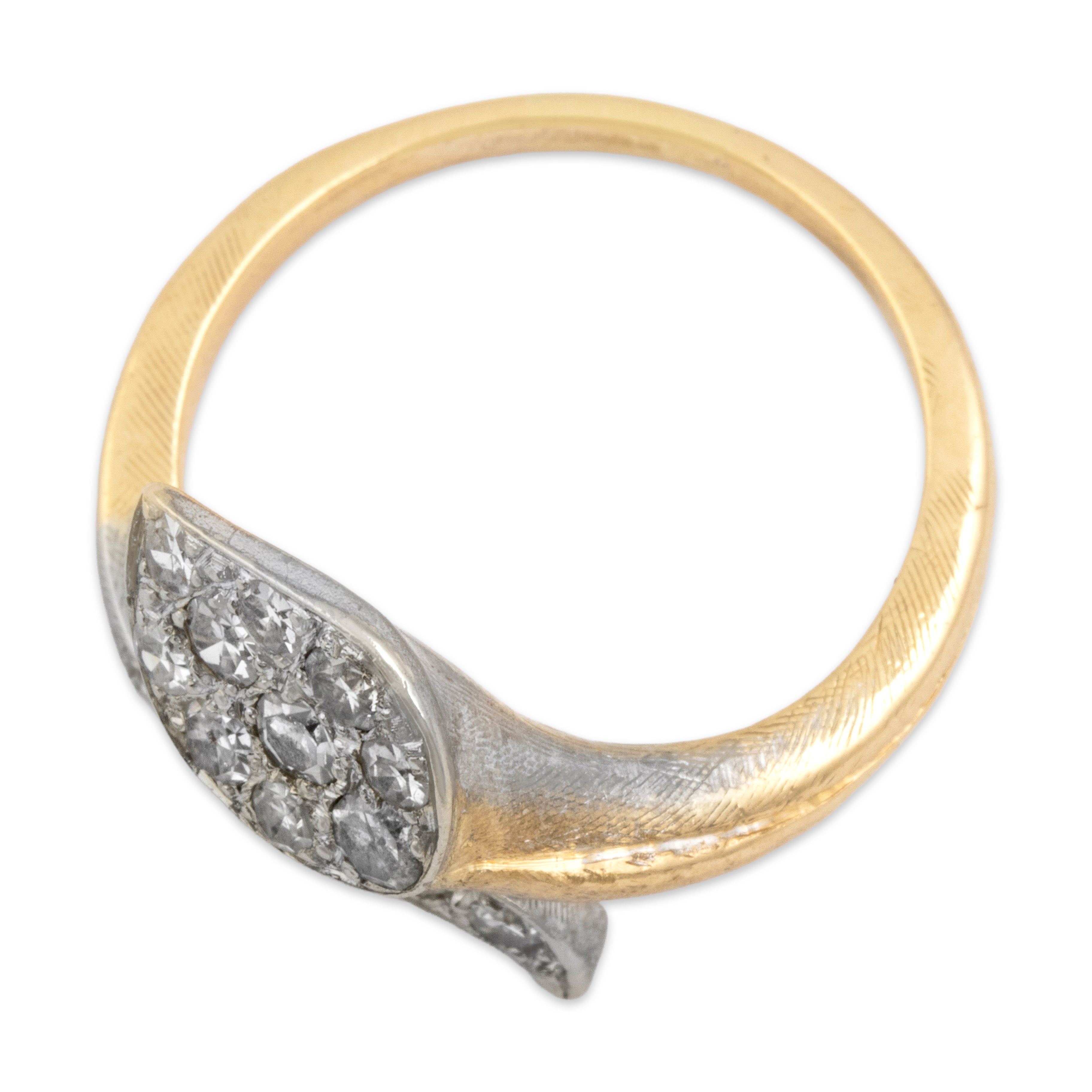 Vintage 14k Yellow & White Gold .59cttw Diamond Beautiful Wrapping Calla Lily Ring - Overall view