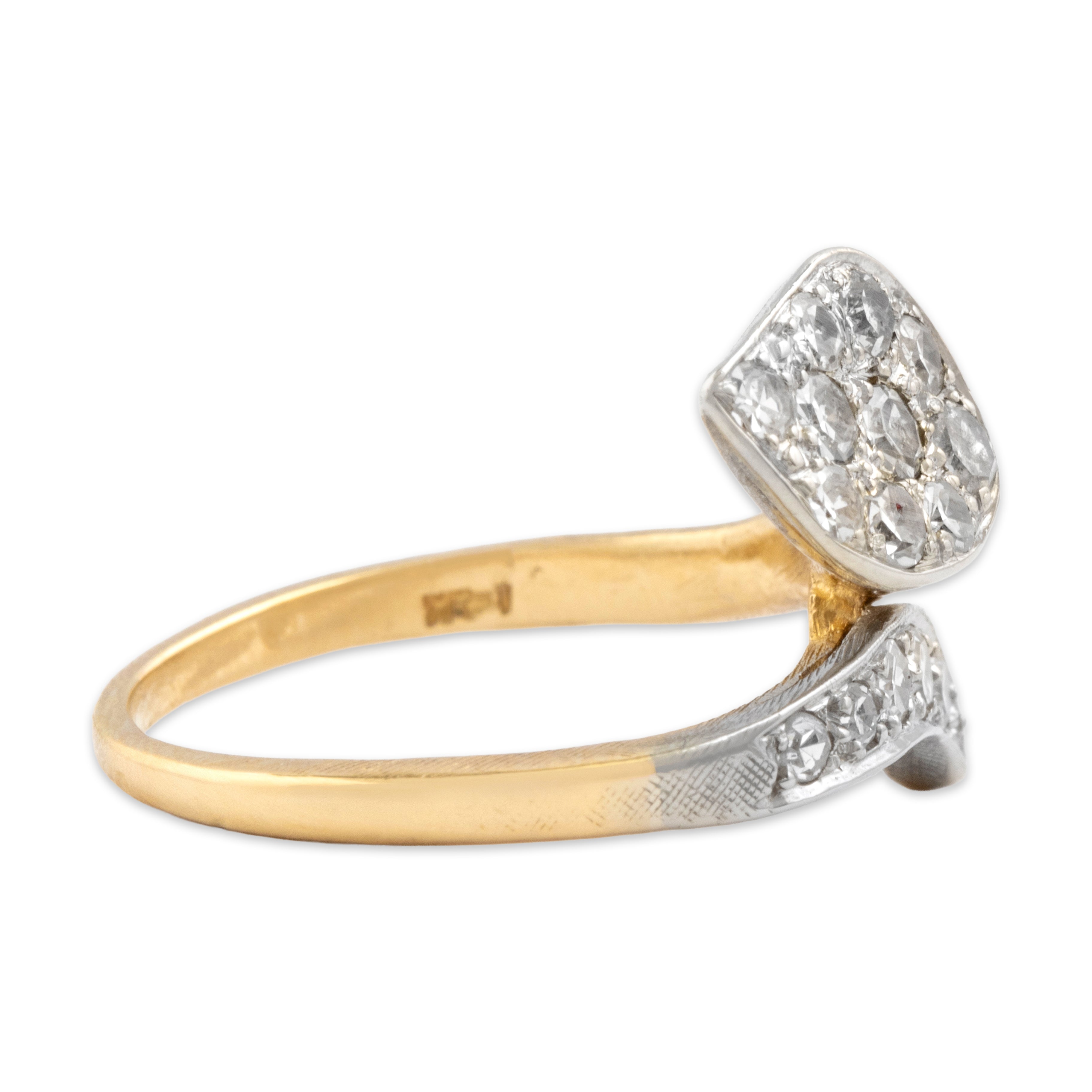 Vintage 14k Yellow & White Gold .59cttw Diamond Beautiful Wrapping Calla Lily Ring - Side view