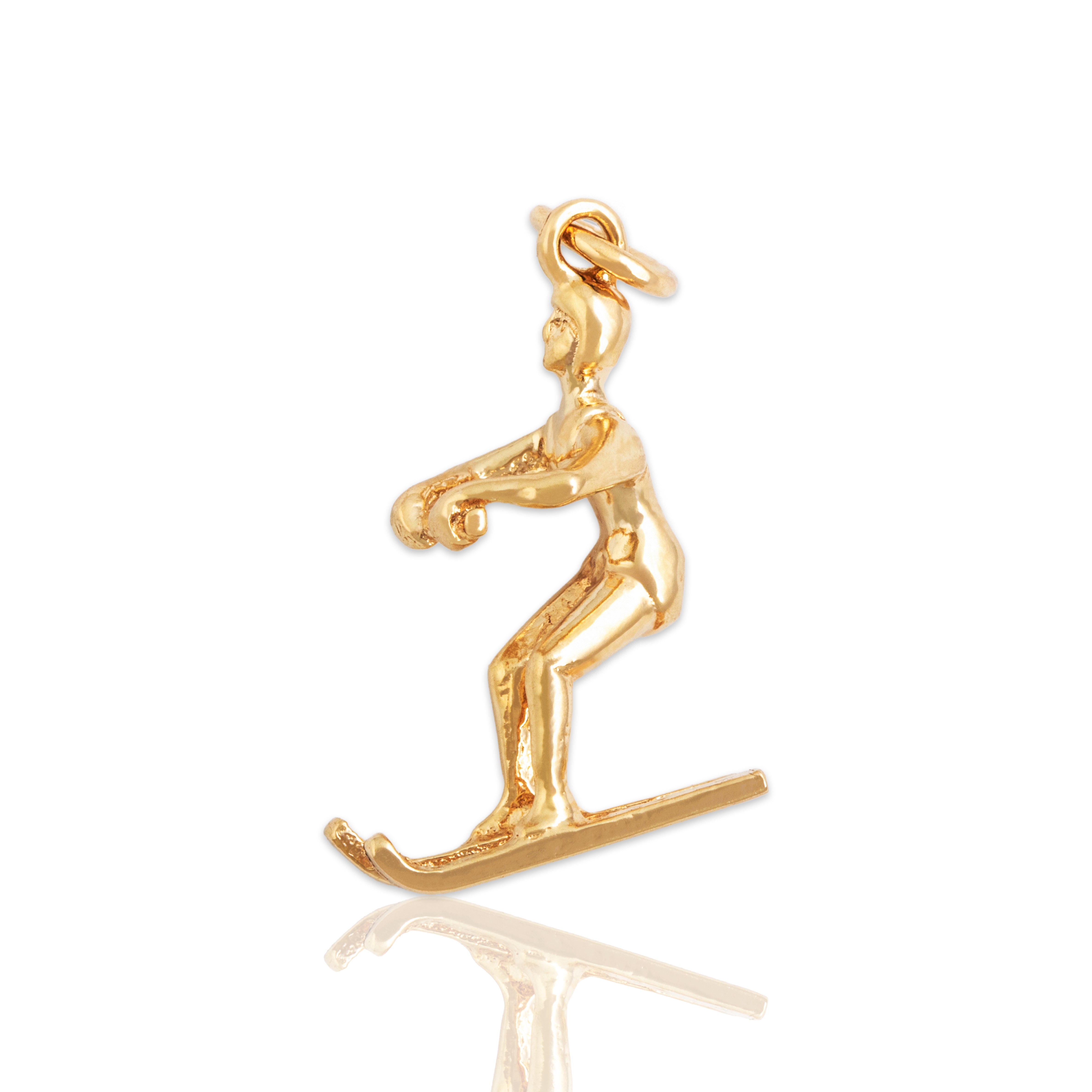 Vintage 14K Yellow Gold Dynamic Water Skier Charm/Pendant - Close-up view