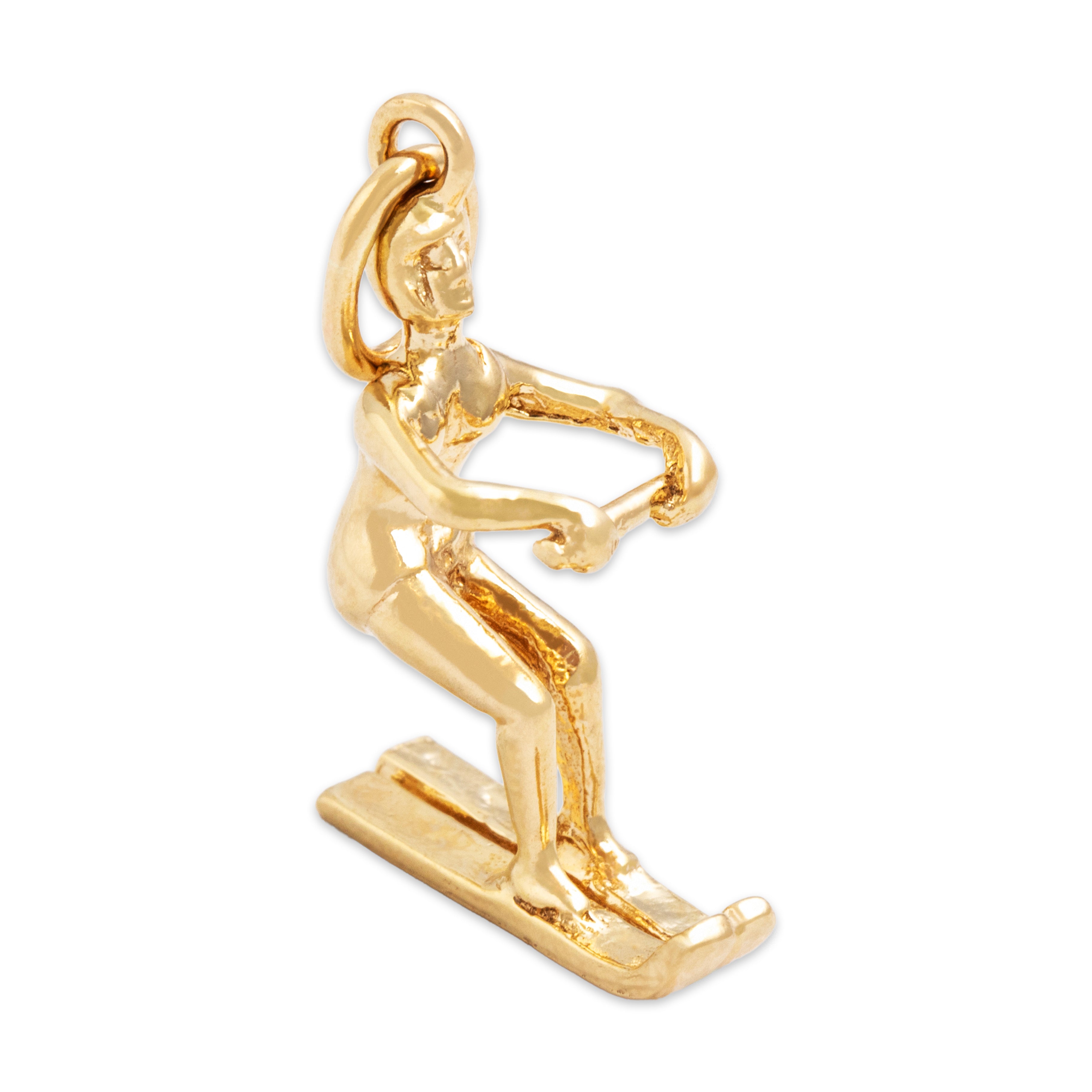 Vintage 14K Yellow Gold Dynamic Water Skier Charm/Pendant - Overall view