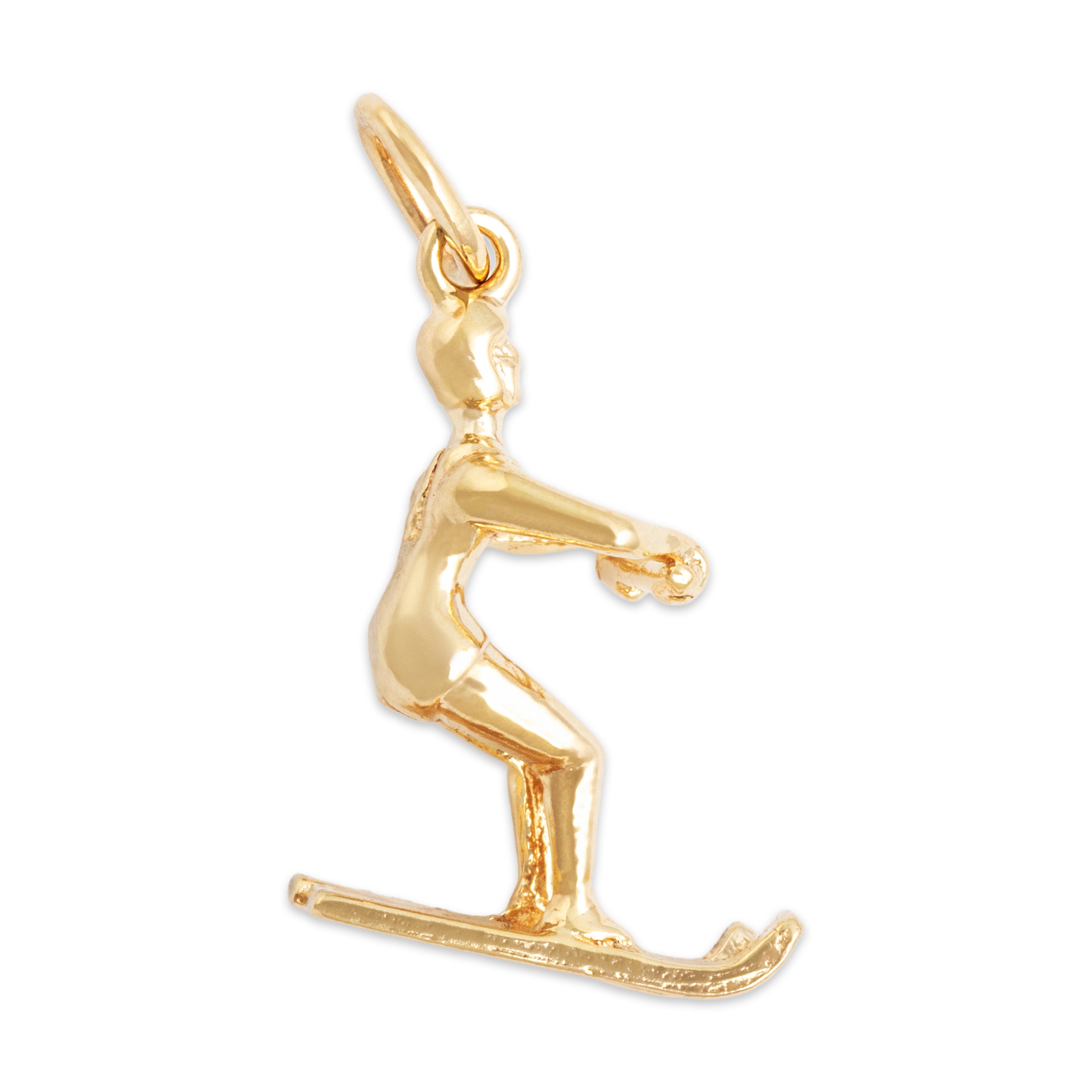 Vintage 14K Yellow Gold Dynamic Water Skier Charm/Pendant - detail view #2