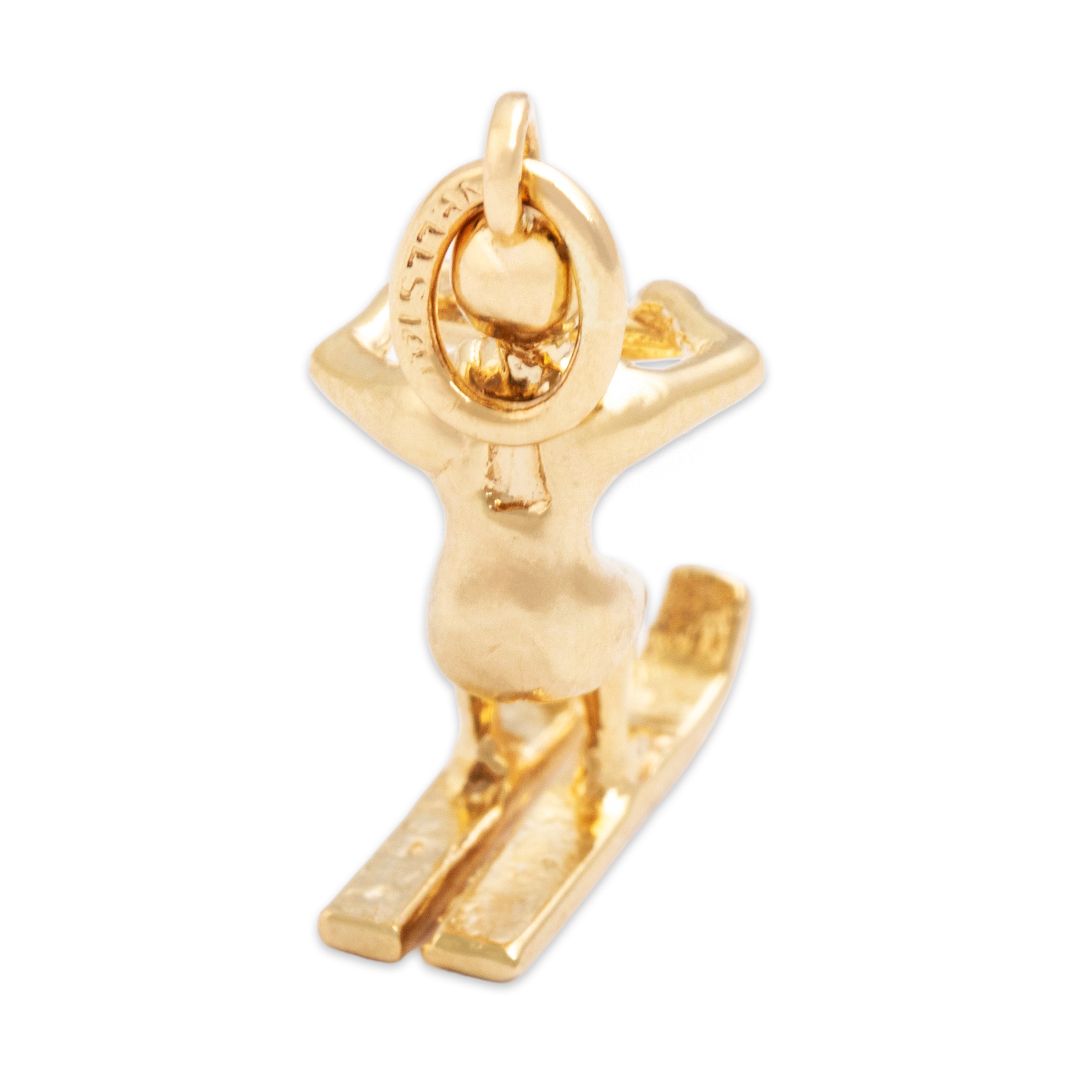 Vintage 14K Yellow Gold Dynamic Water Skier Charm/Pendant - Hallmark view