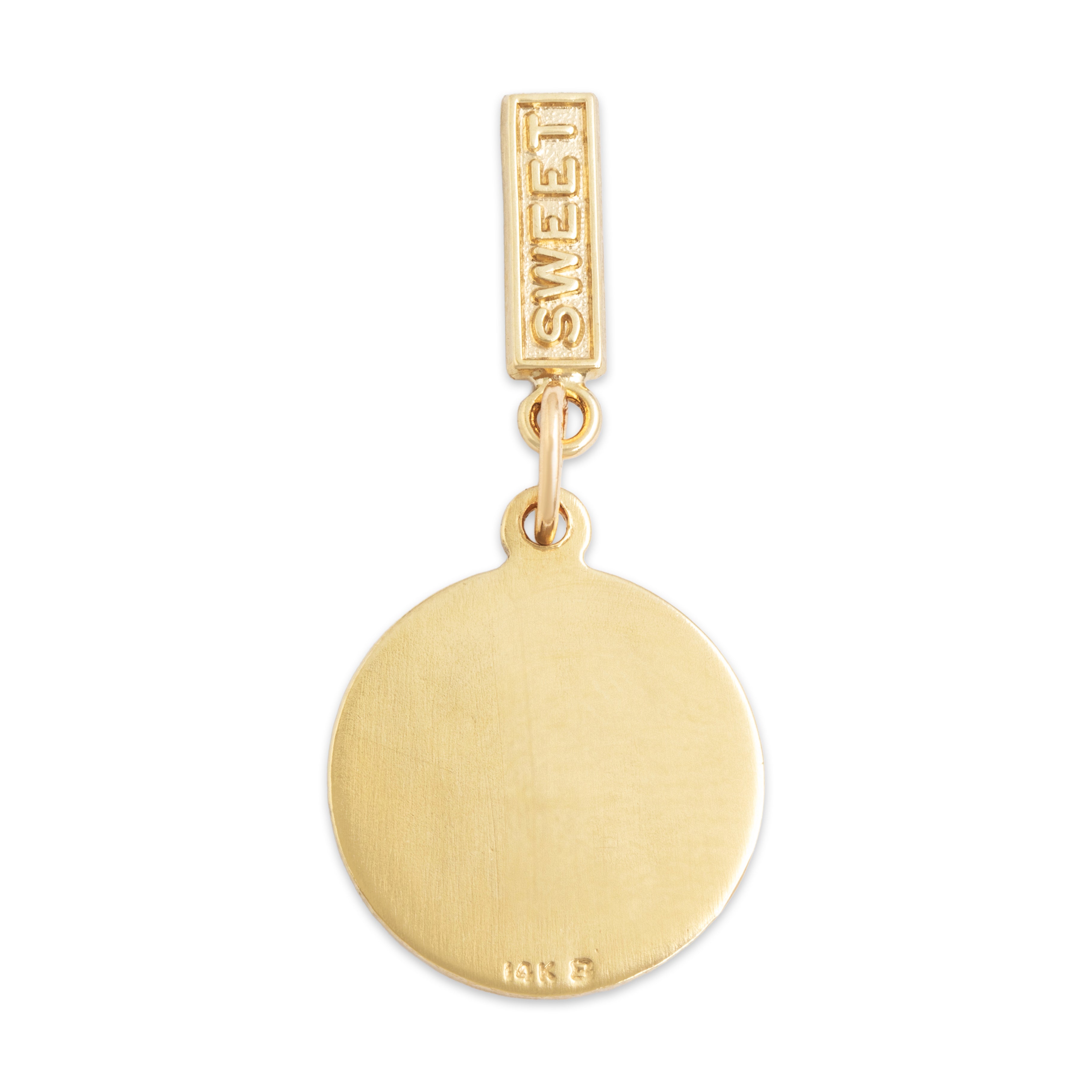 Vintage 14K Yellow Gold Festive Sweet 16 Charm/Pendant - Back view