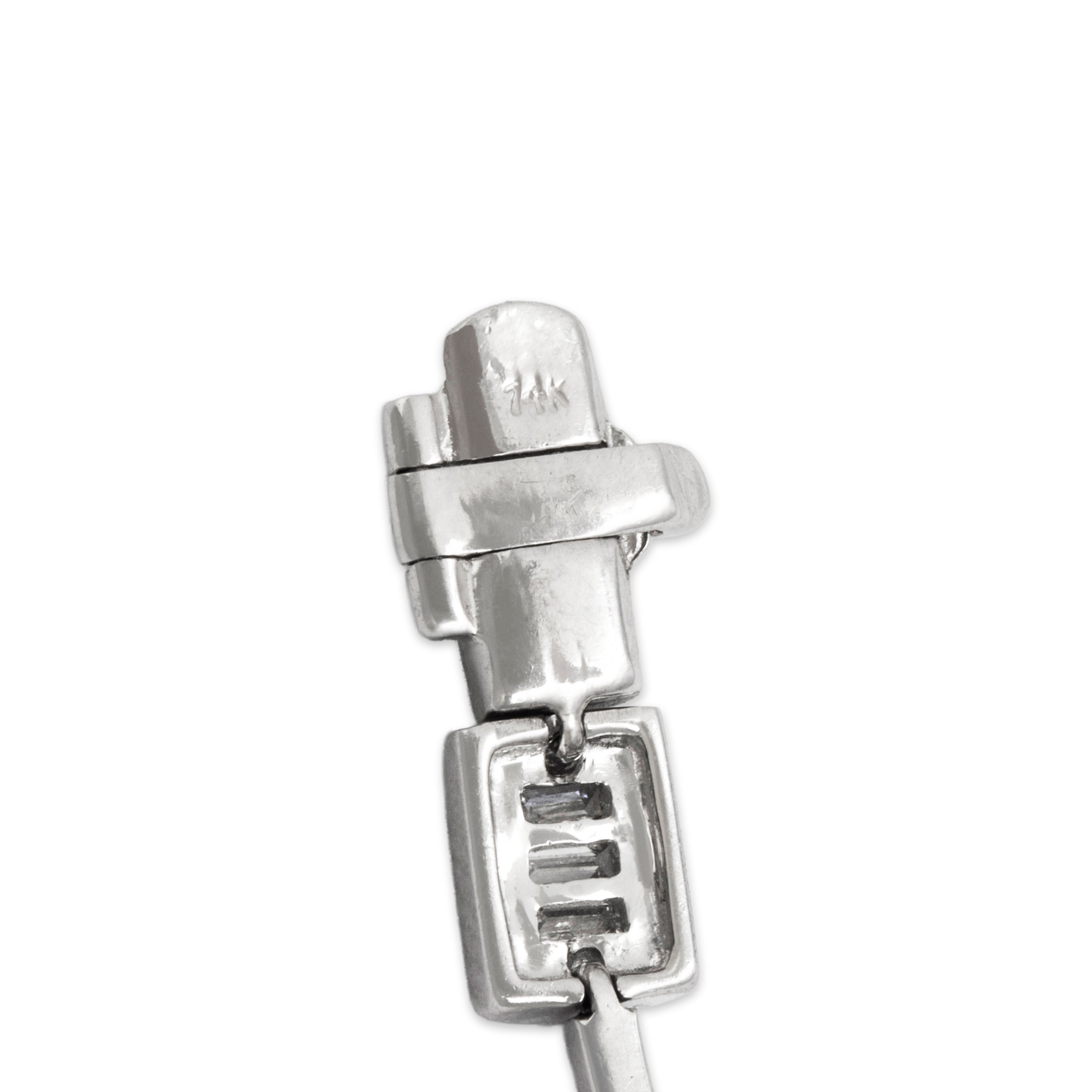 Vintage 14K White Gold .74cttw Diamond Rectangular Station Tennis Bracelet - Hallmark view