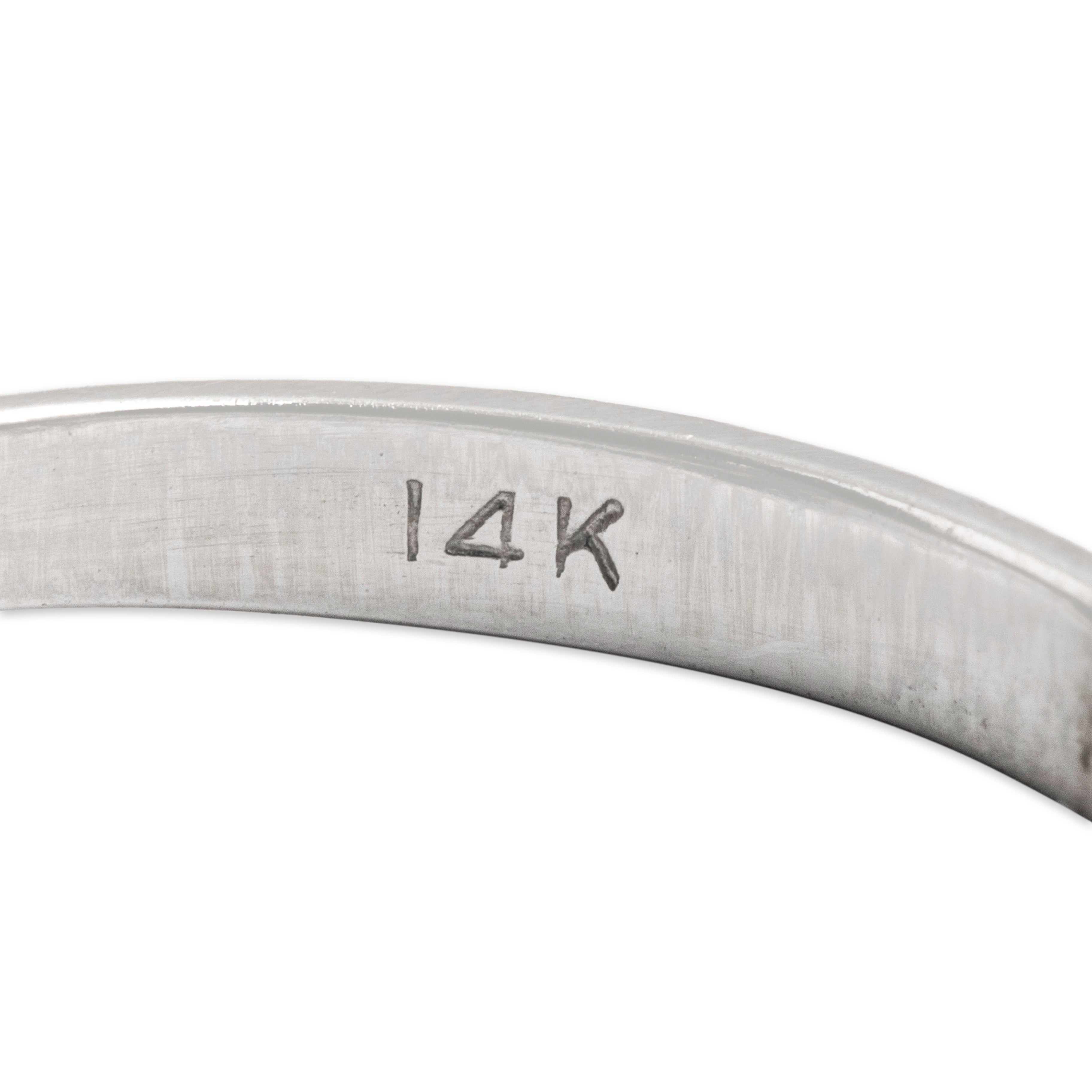 Vintage 14K White Gold 2.53ct Light Blue Topaz Pear Solitaire Ring - Hallmark view