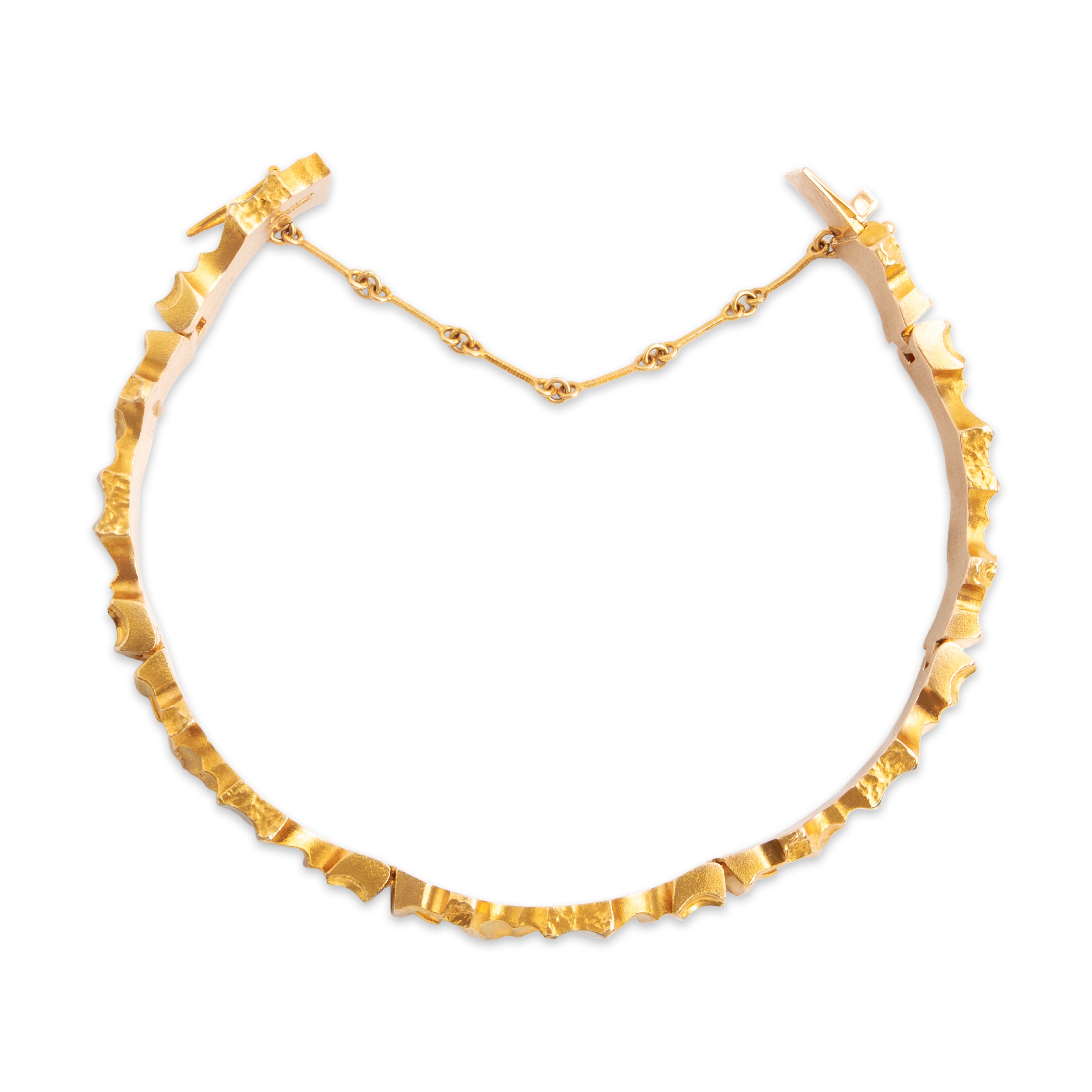 Vintage Finnish 14K Yellow & White Gold Heavy Modernist Freeform Link Bracelet - detail view #1