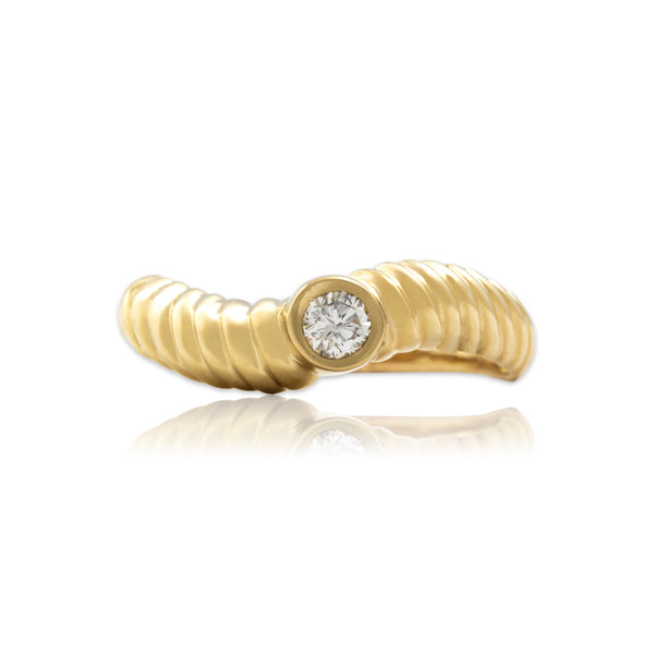 Vintage 14k Yellow Gold .15ct Diamond Twisted Cable Solitaire Ring 10.00