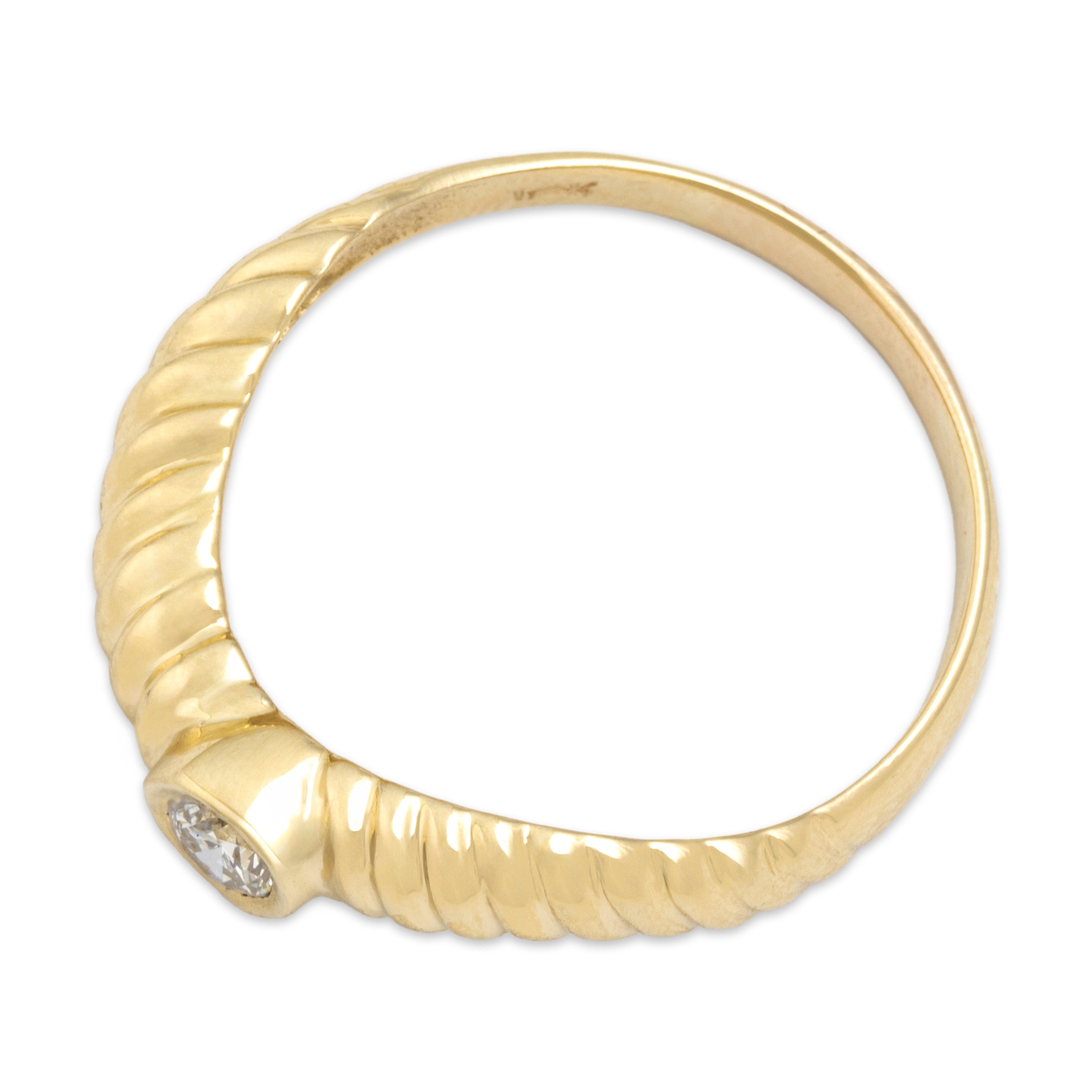 Vintage 14k Yellow Gold Diamond Twisted Cable Solitaire Ring - Overall view